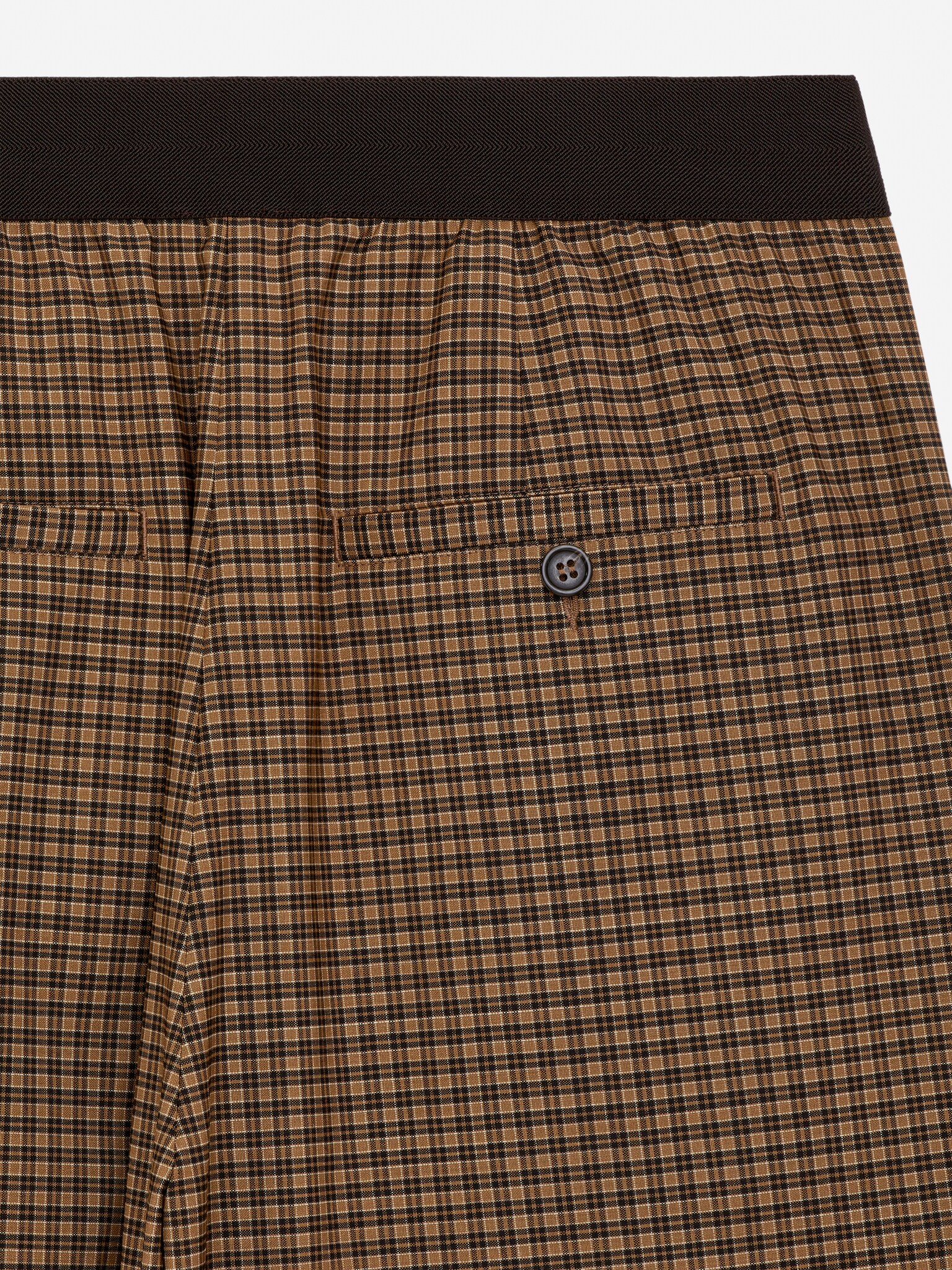 Elastic Waist Trousers - Brown - 5