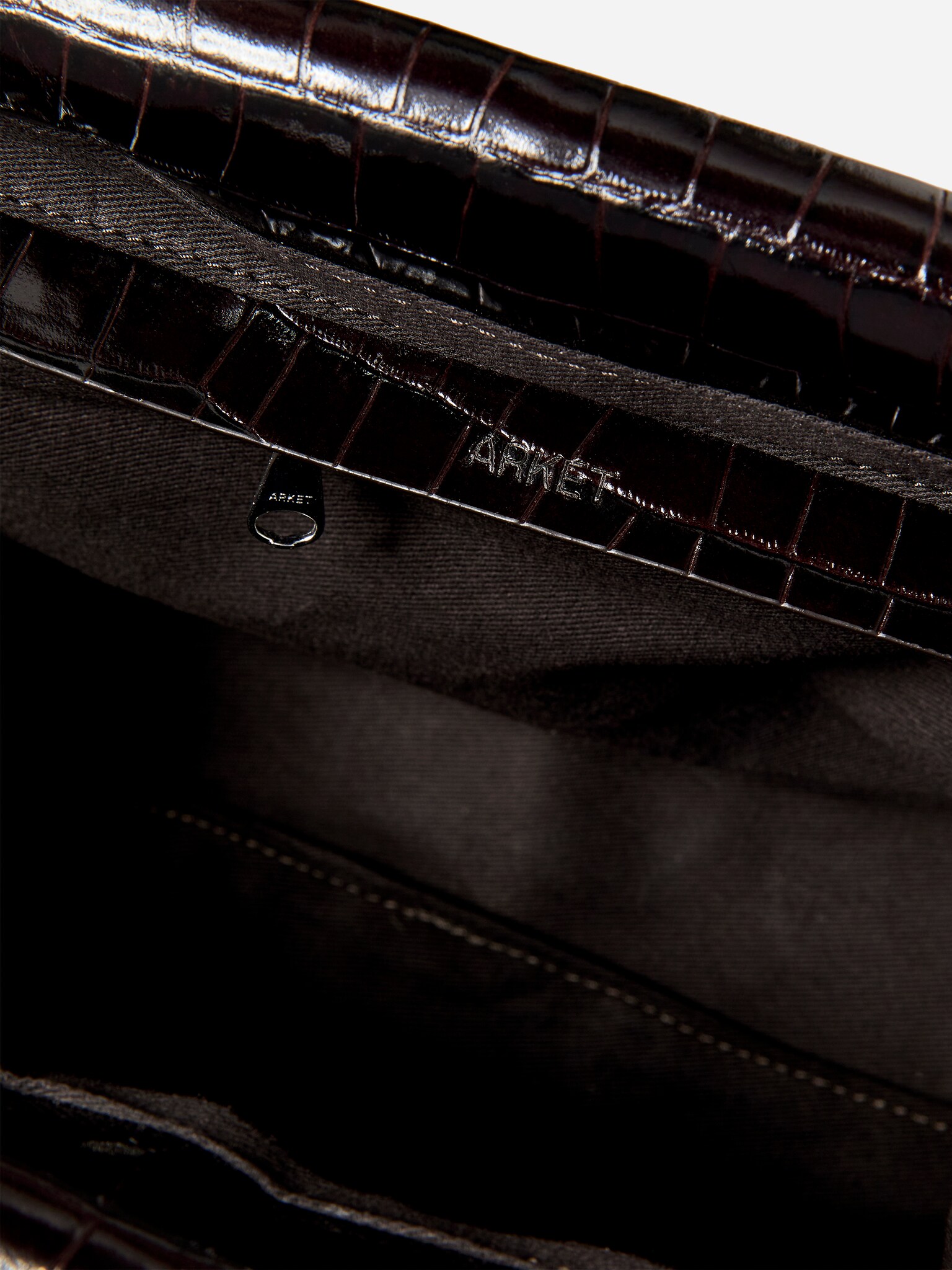 Croco-Embossed Clutch - Brown - 3