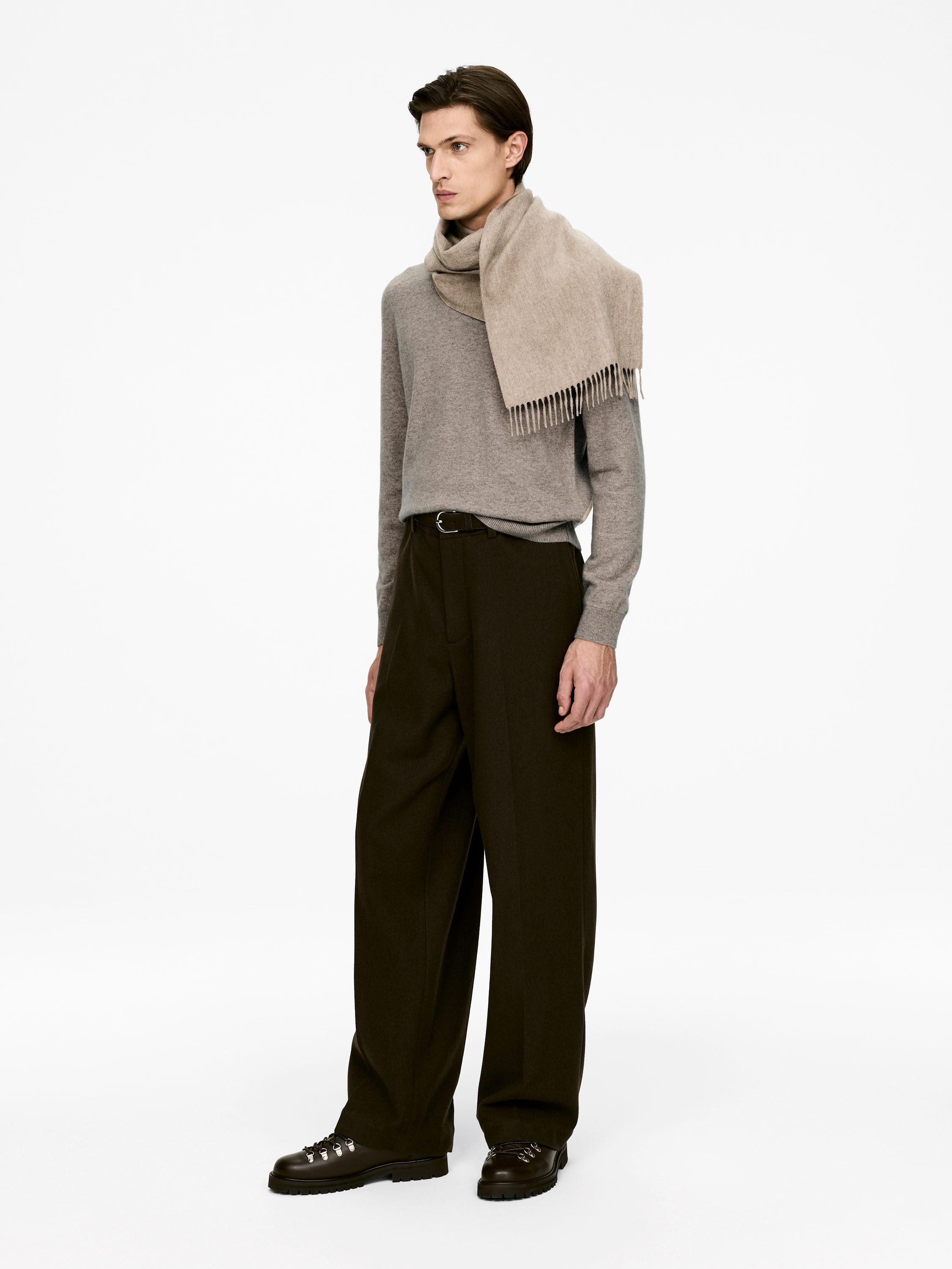 Pure Cashmere Crew Neck Jumper - Beige Melange - Regular fit - Men - StillMedia/Lookbook - 4