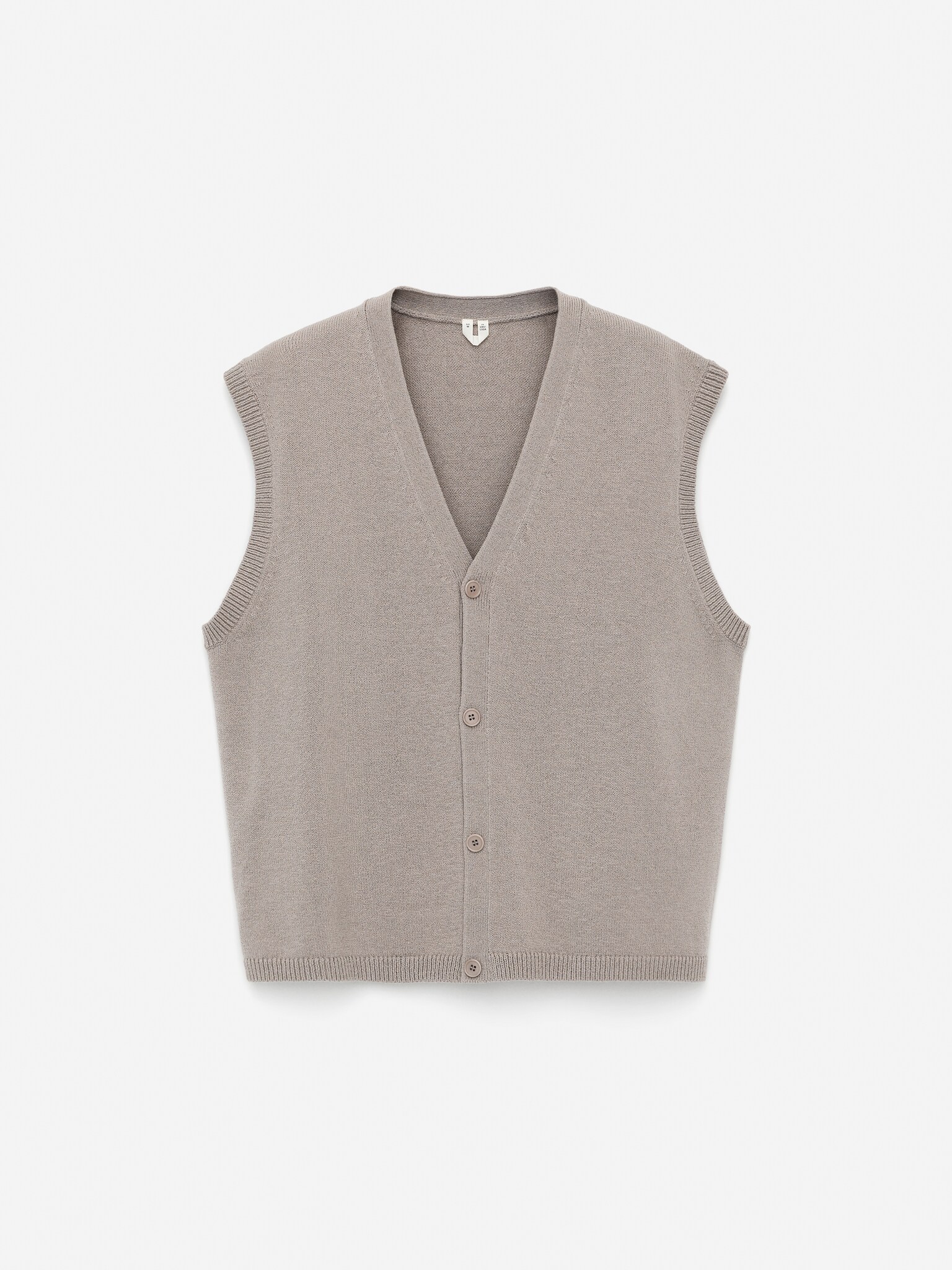 Wool-Cotton Vest Cardigan - Grey
