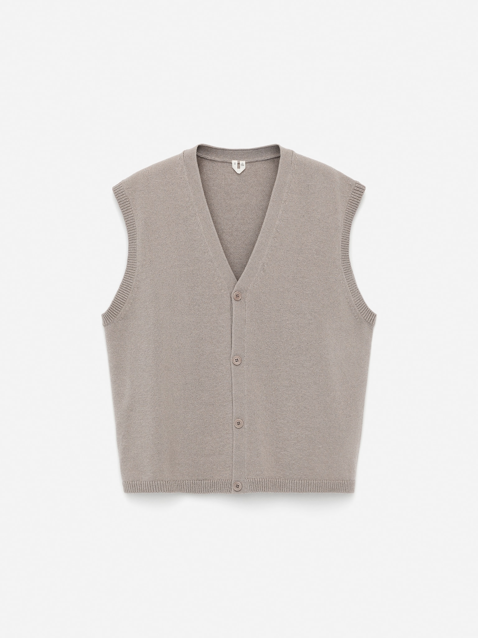 Wool-Cotton Vest Cardigan - Grey/Black