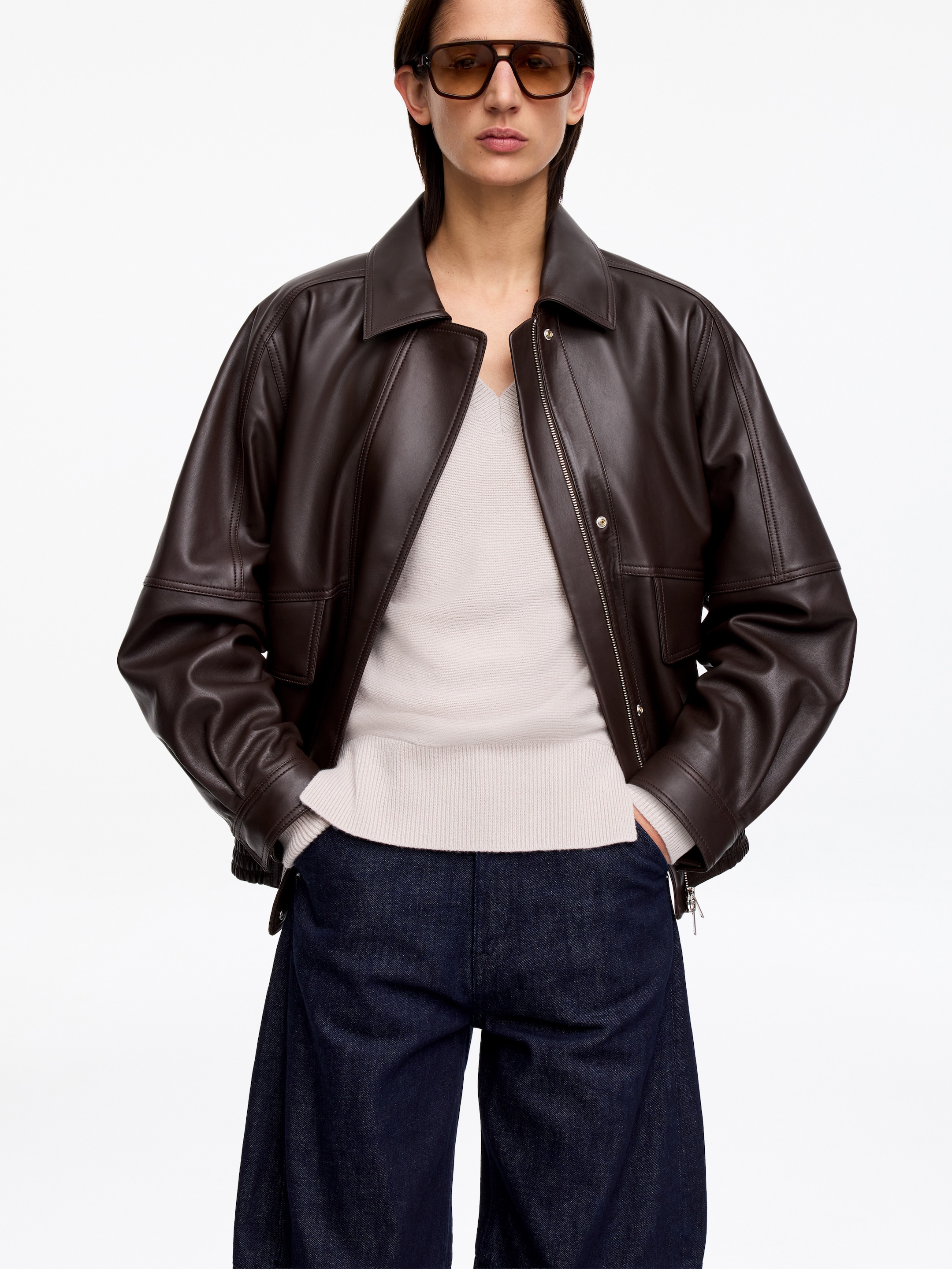 Jersey de cuello de pico en cachemir puro - Gris - Corte estándar - Women - StillMedia/Lookbook - 10