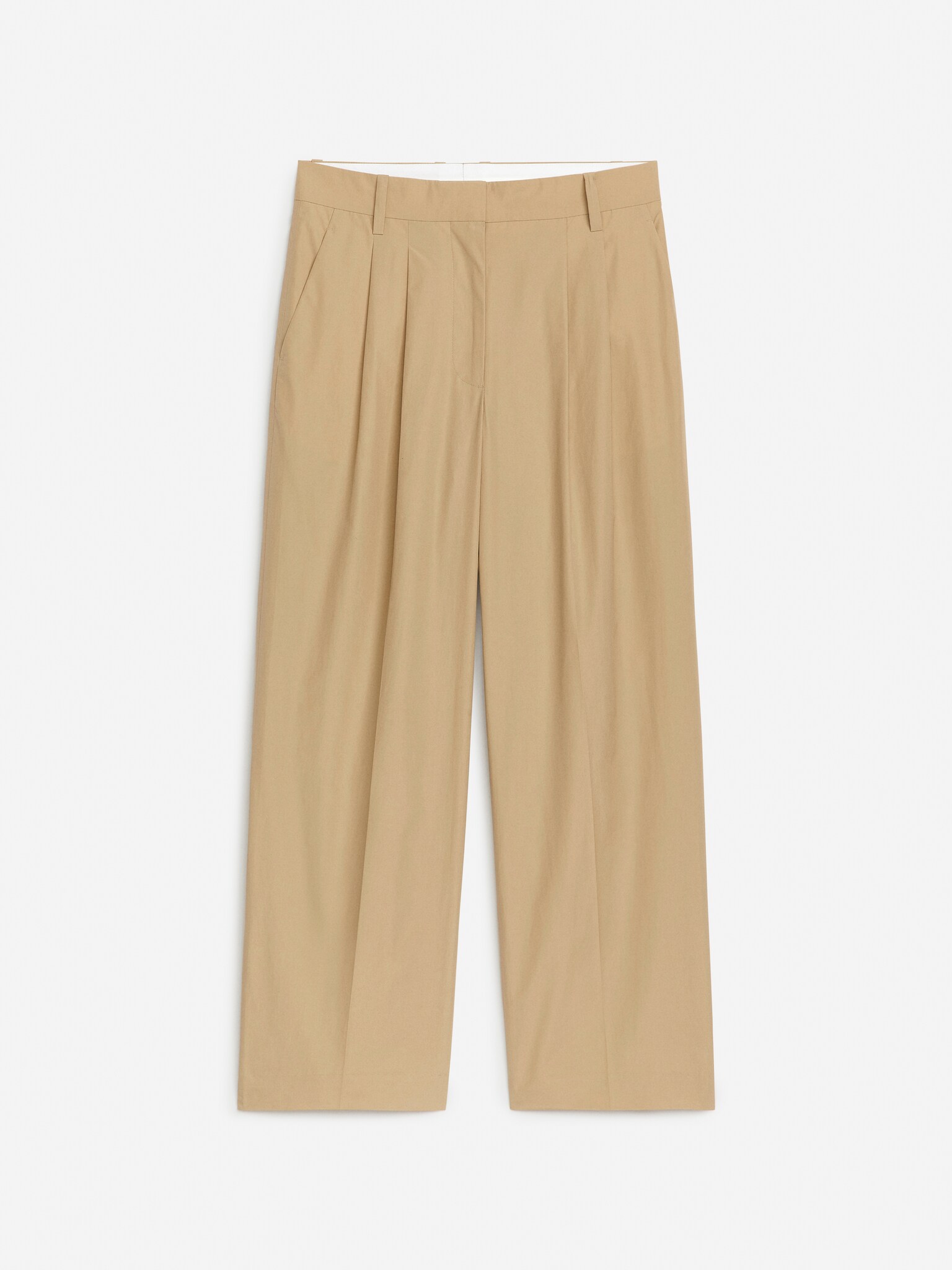 Wide Pleated Trousers - Beige