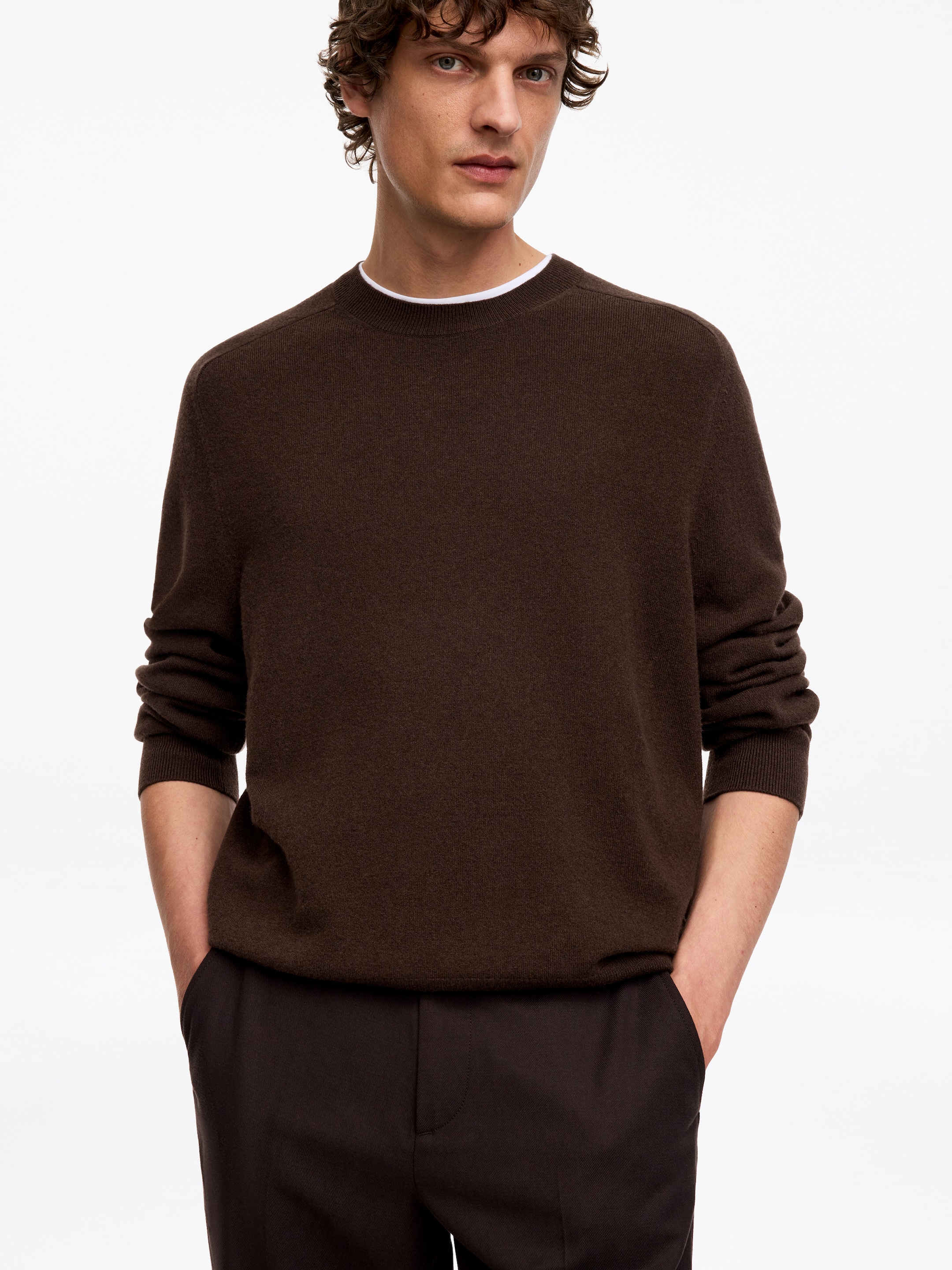 Maglione in lana con lavorazione sottile - Marrone - Regular fit - men - StillMedia/Lookbook - 3