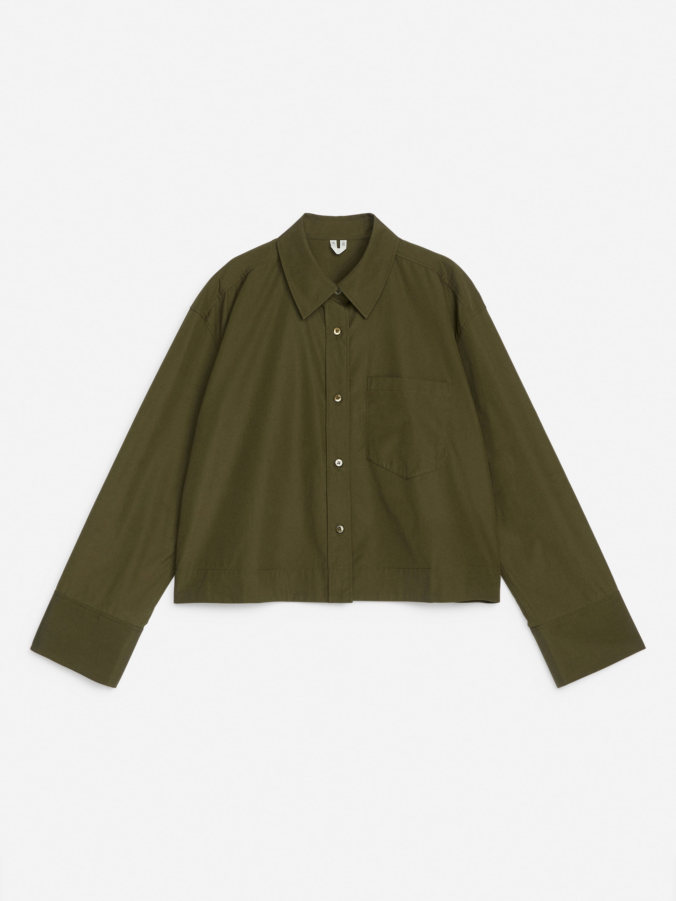 Cropped Cotton Shirt - Khaki Green - Regular fit - Women - StillMedia/DescriptiveStillLife - 2