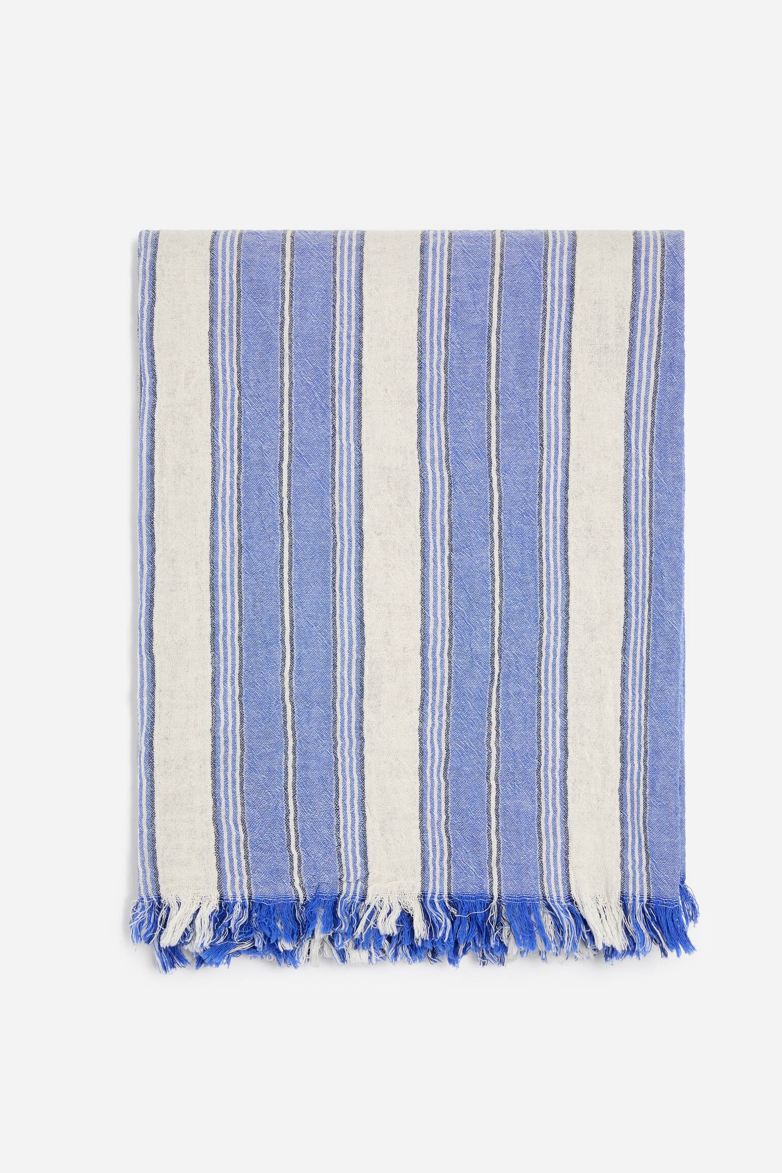 Gewebtes Baumwollhandtuch- Blau/Weiß - 3