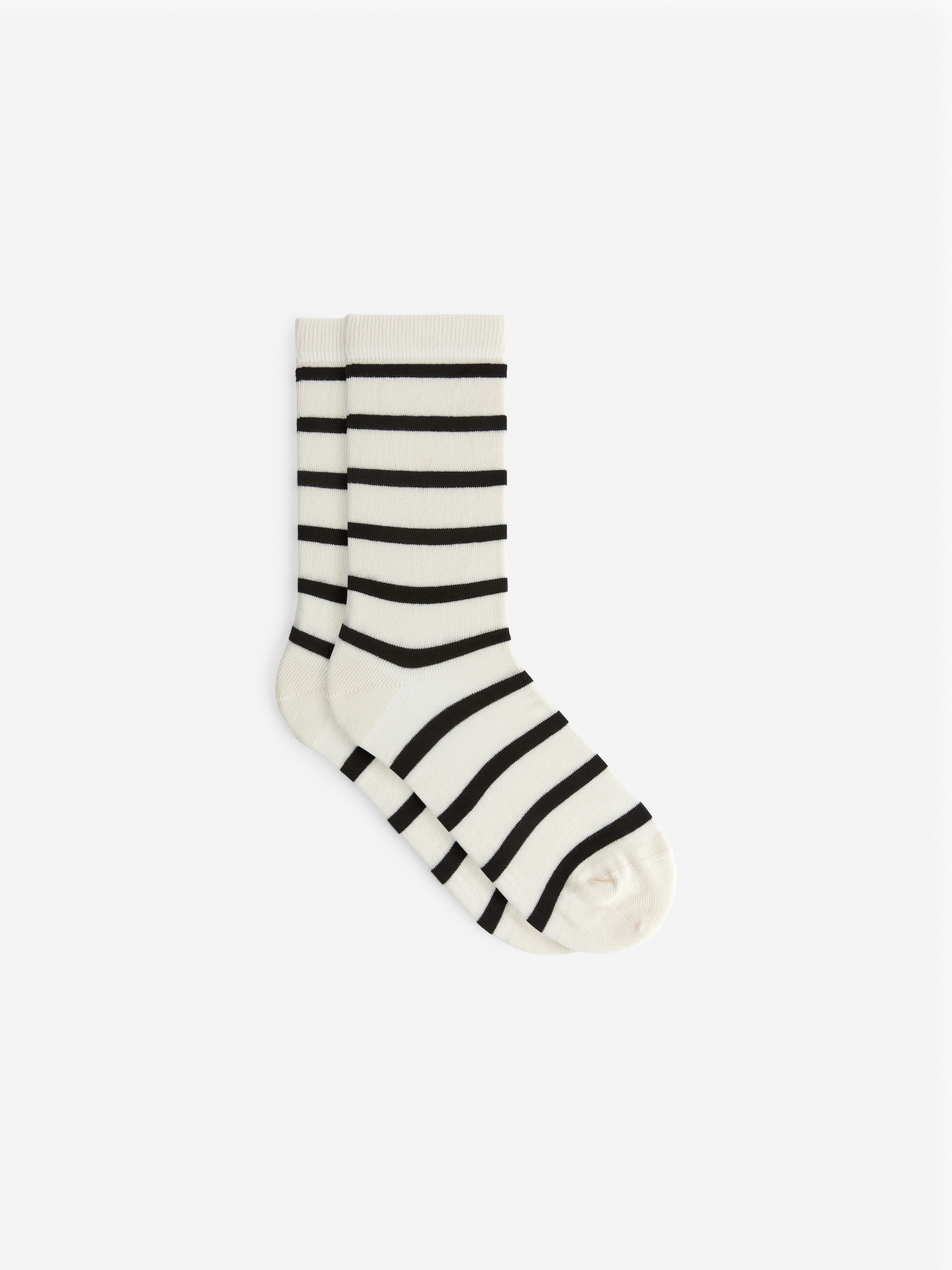 Chaussettes rayées en coton - Blanc cassé/Noir