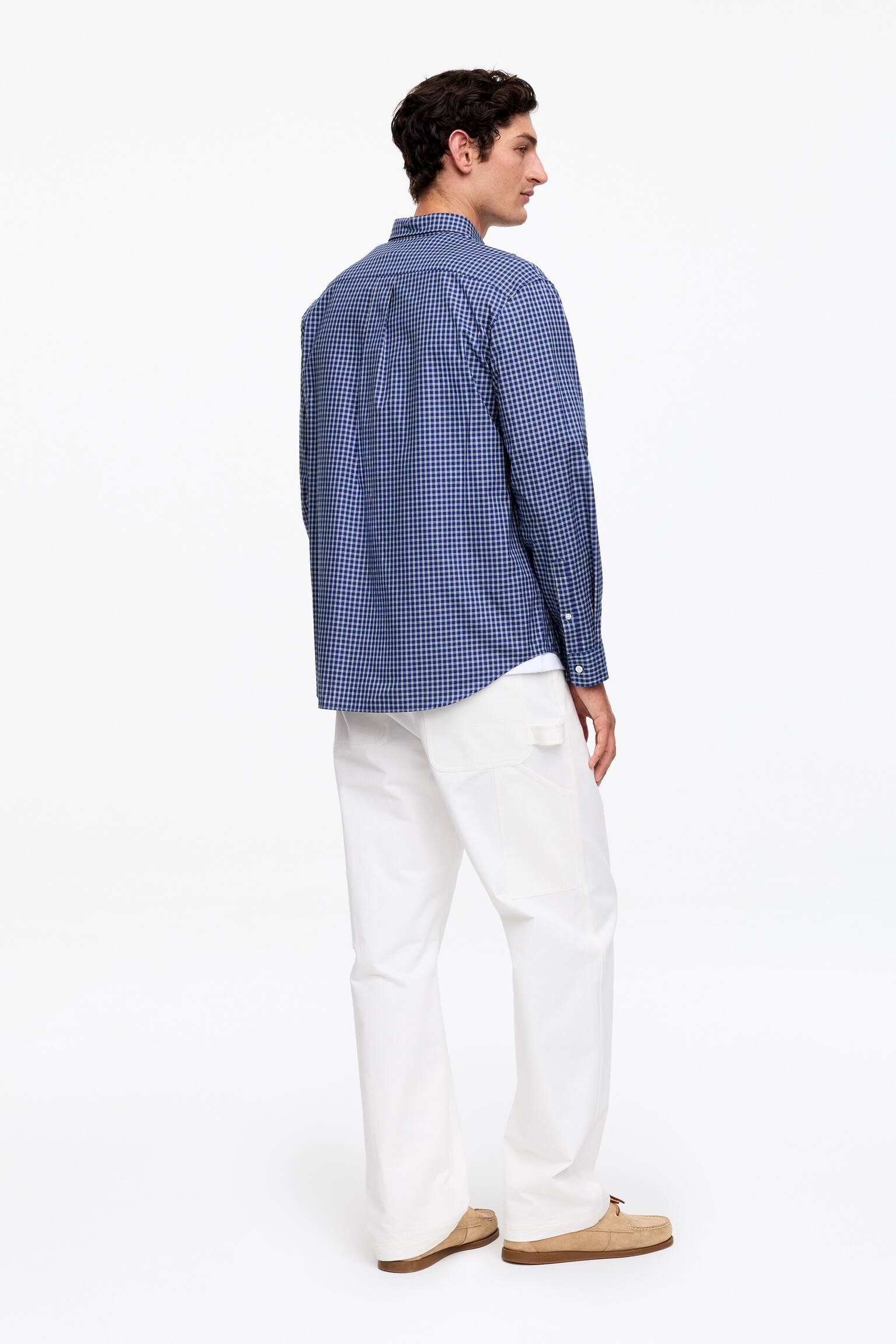 Camisa relajada de tejido microtexturizado - Azul - 3