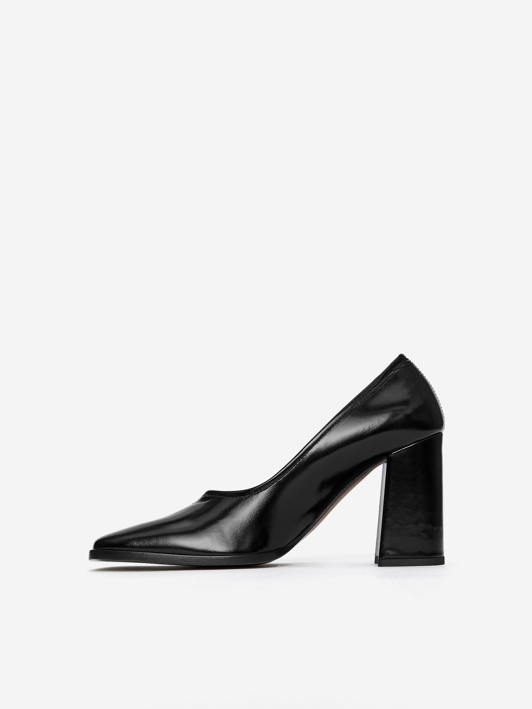 Block Heel Leather Pumps - Black - Women - StillMedia/DescriptiveStillLife - 1