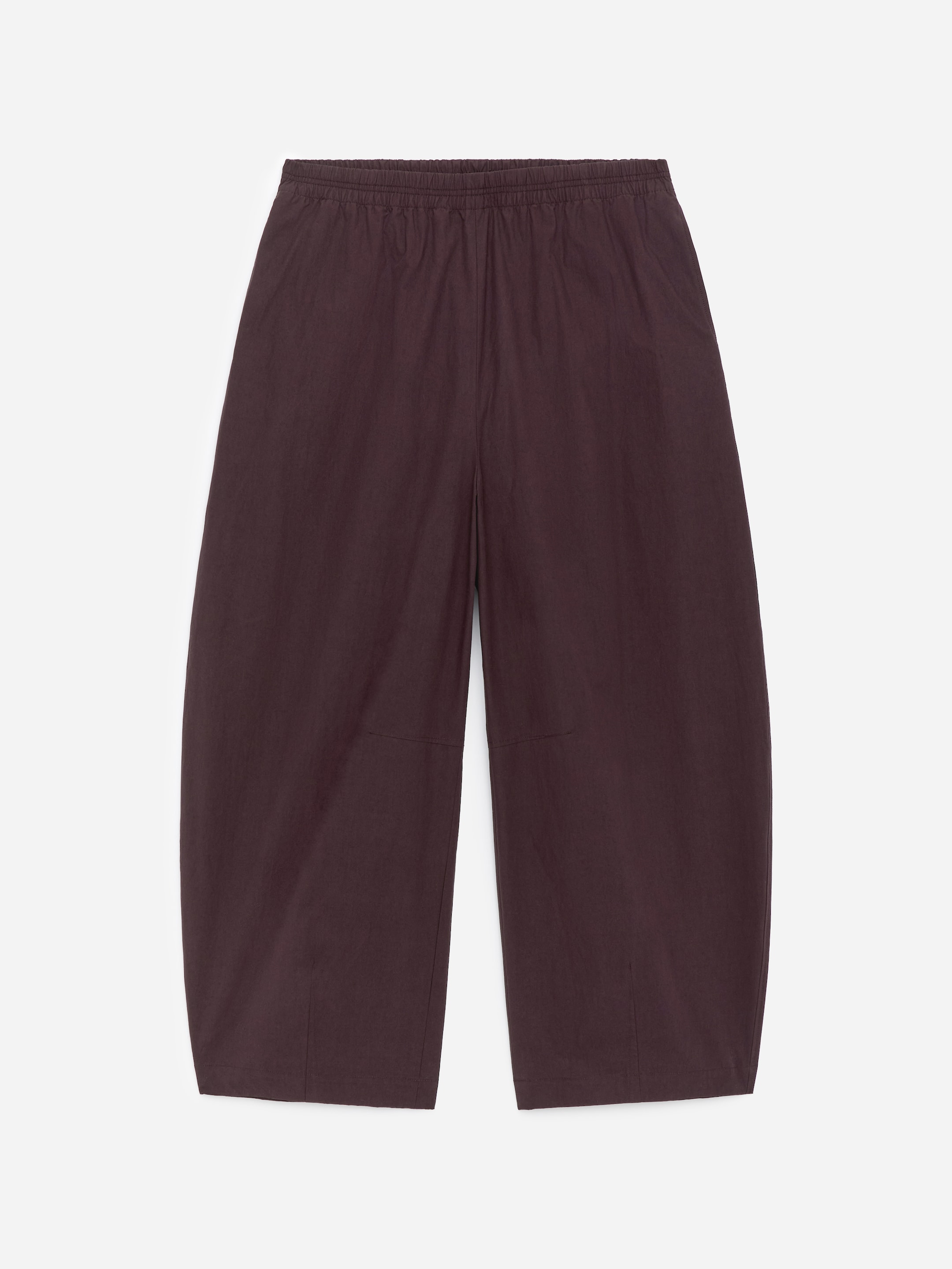 Barrel-Leg Cotton Trousers-Brown-18114