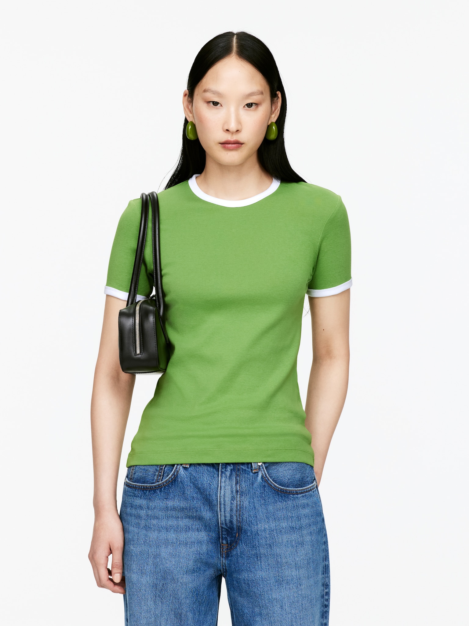 T-shirt côtelé - Vert/Bleu foncé/Blanc