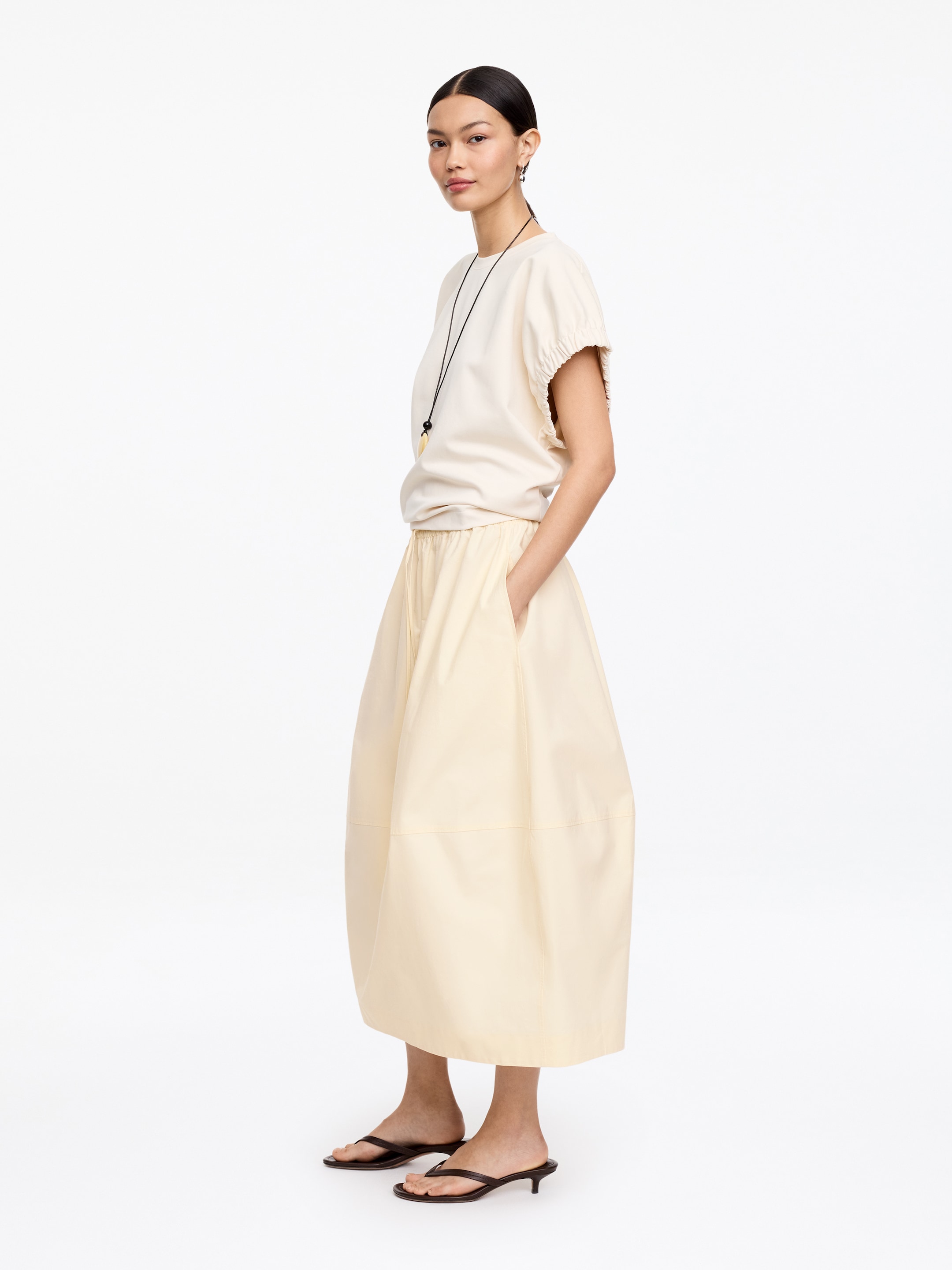 Cotton Midi Skirt - Light Beige - Regular fit - Women - StillMedia/Lookbook - 2