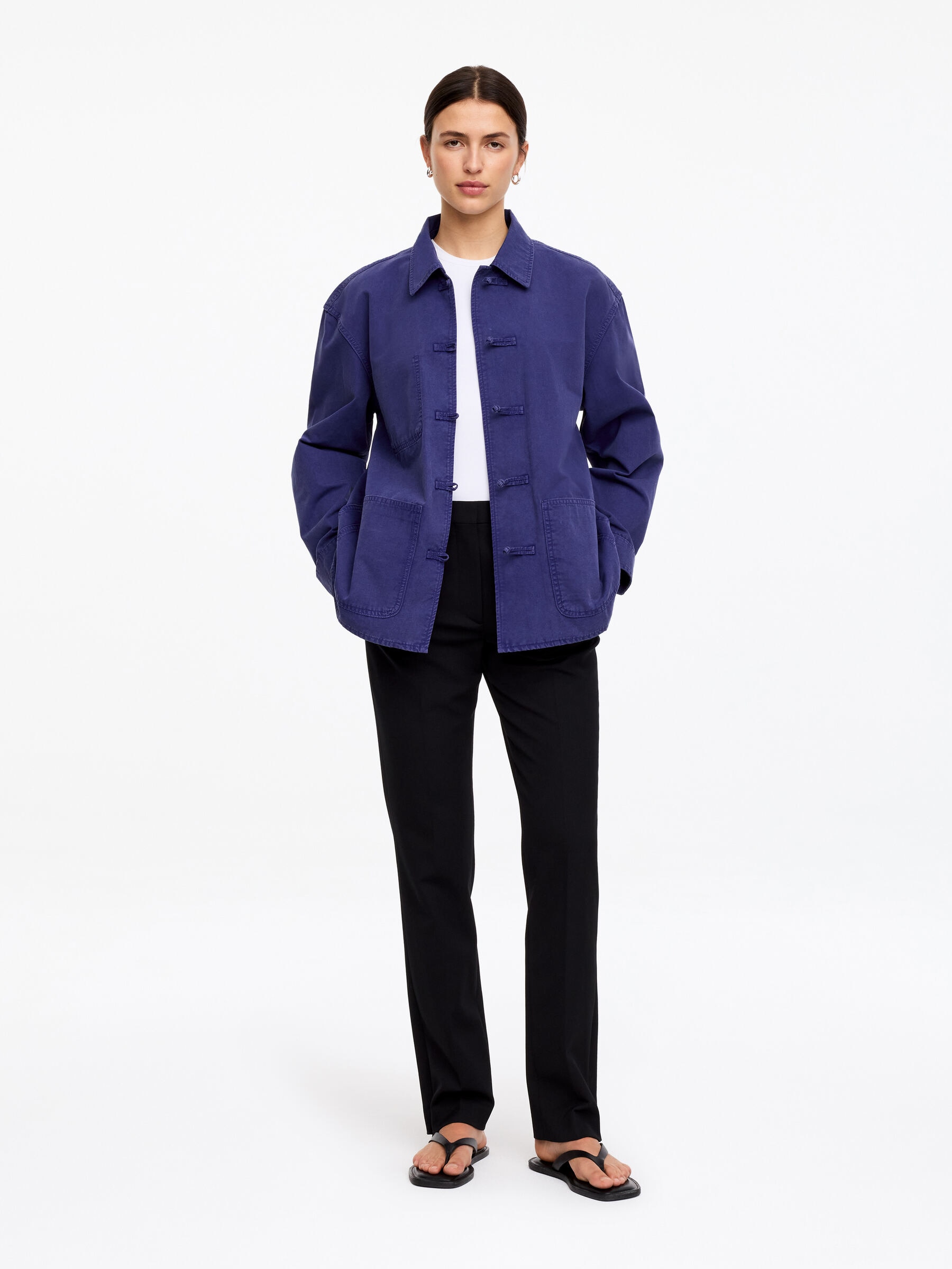 Knot-Button Overshirt-#404062-18918