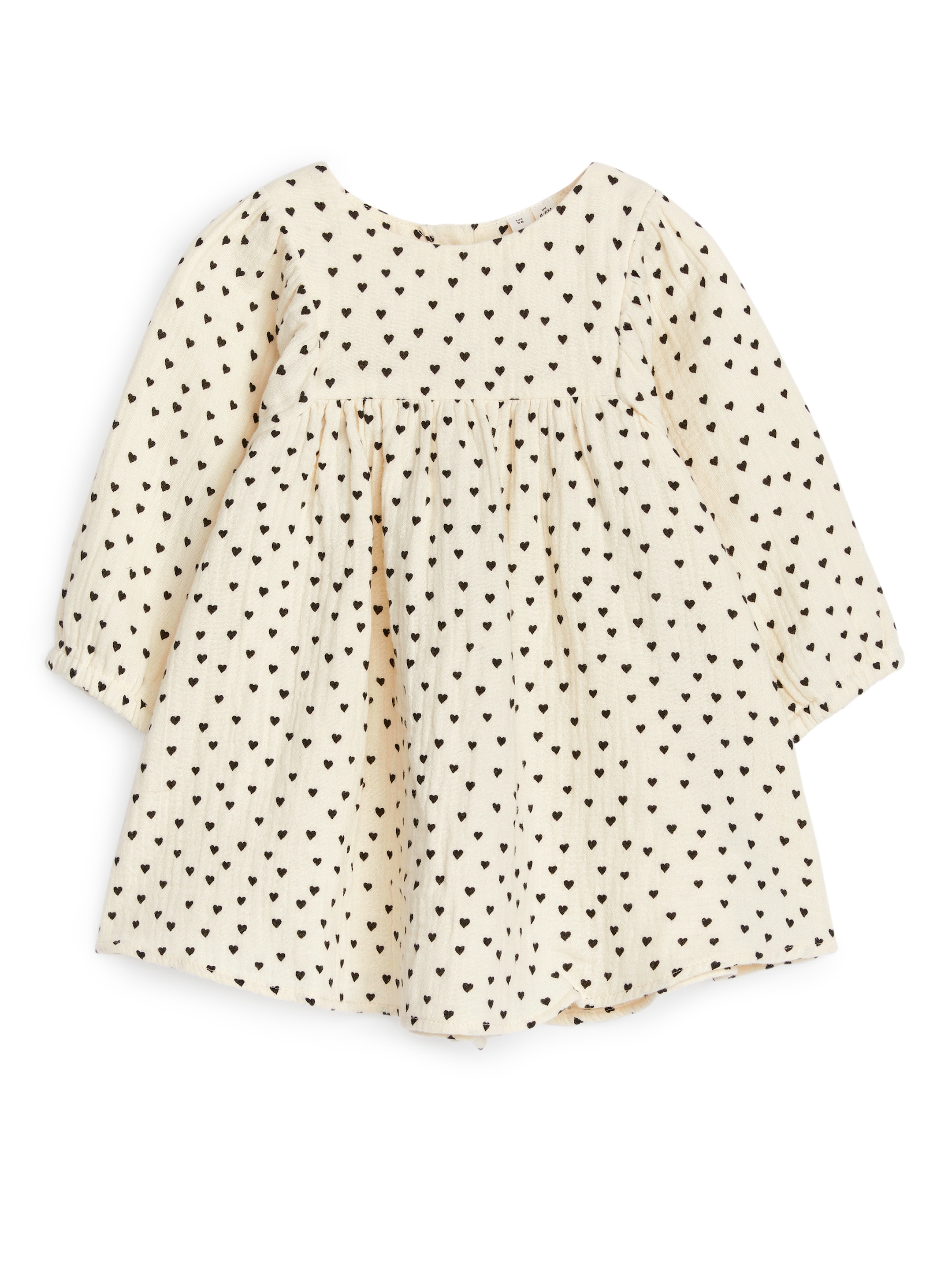 Visa större bild: Klänning i bomullsmuslin - Off-white/svarta hjärtan - BARN | H&M SE 1