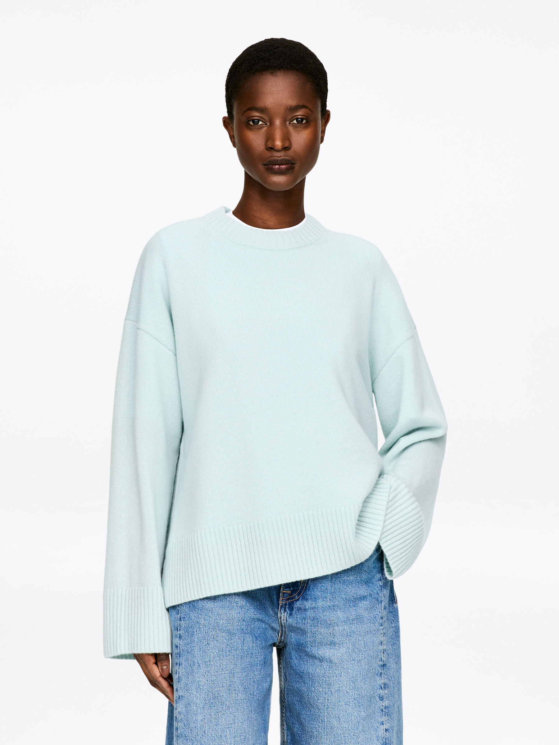 Oversized Pure Cashmere Jumper​-#C5D8DB-17842
