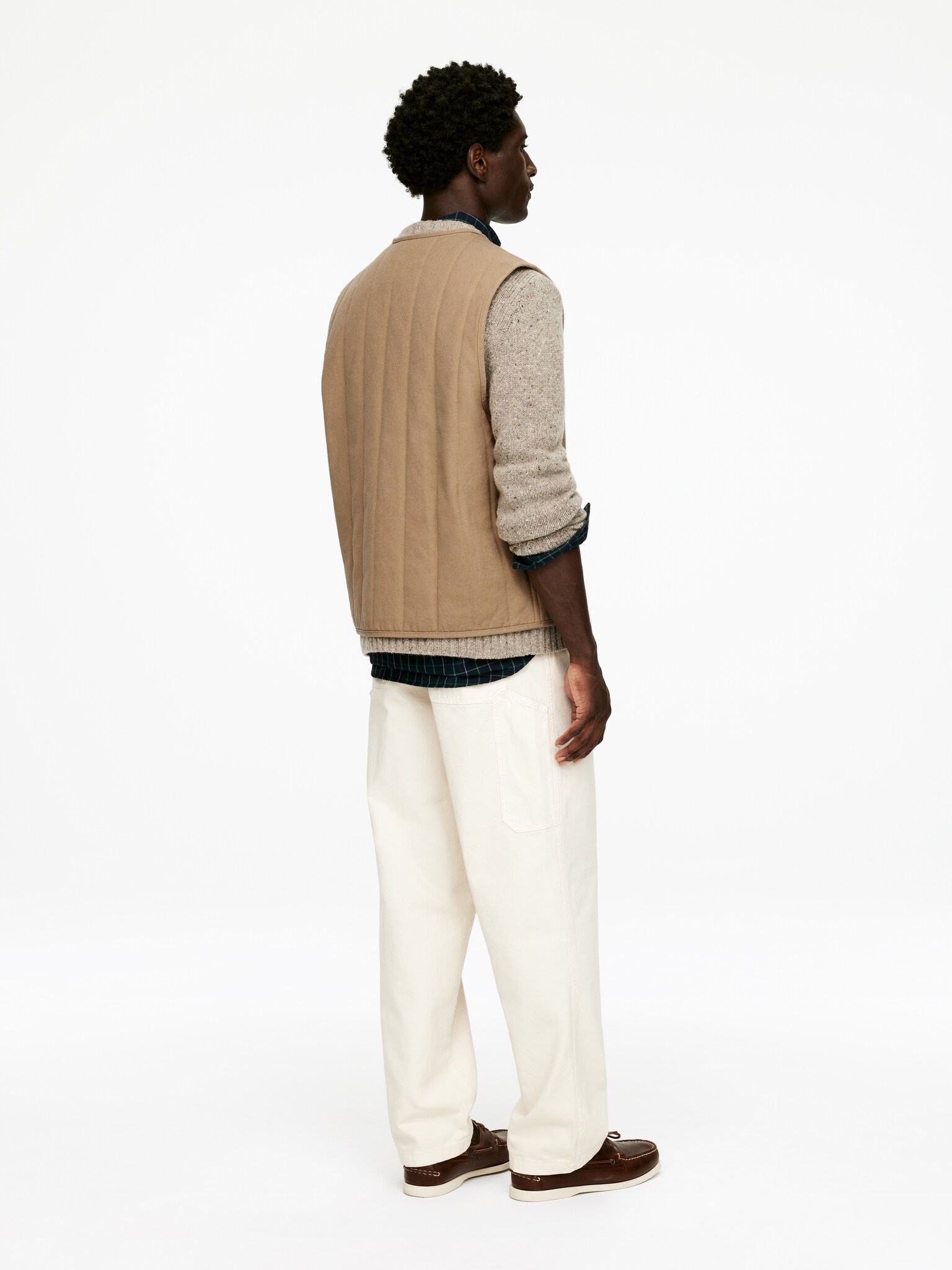 Vattert workwear-vest - Mørk beige - 8