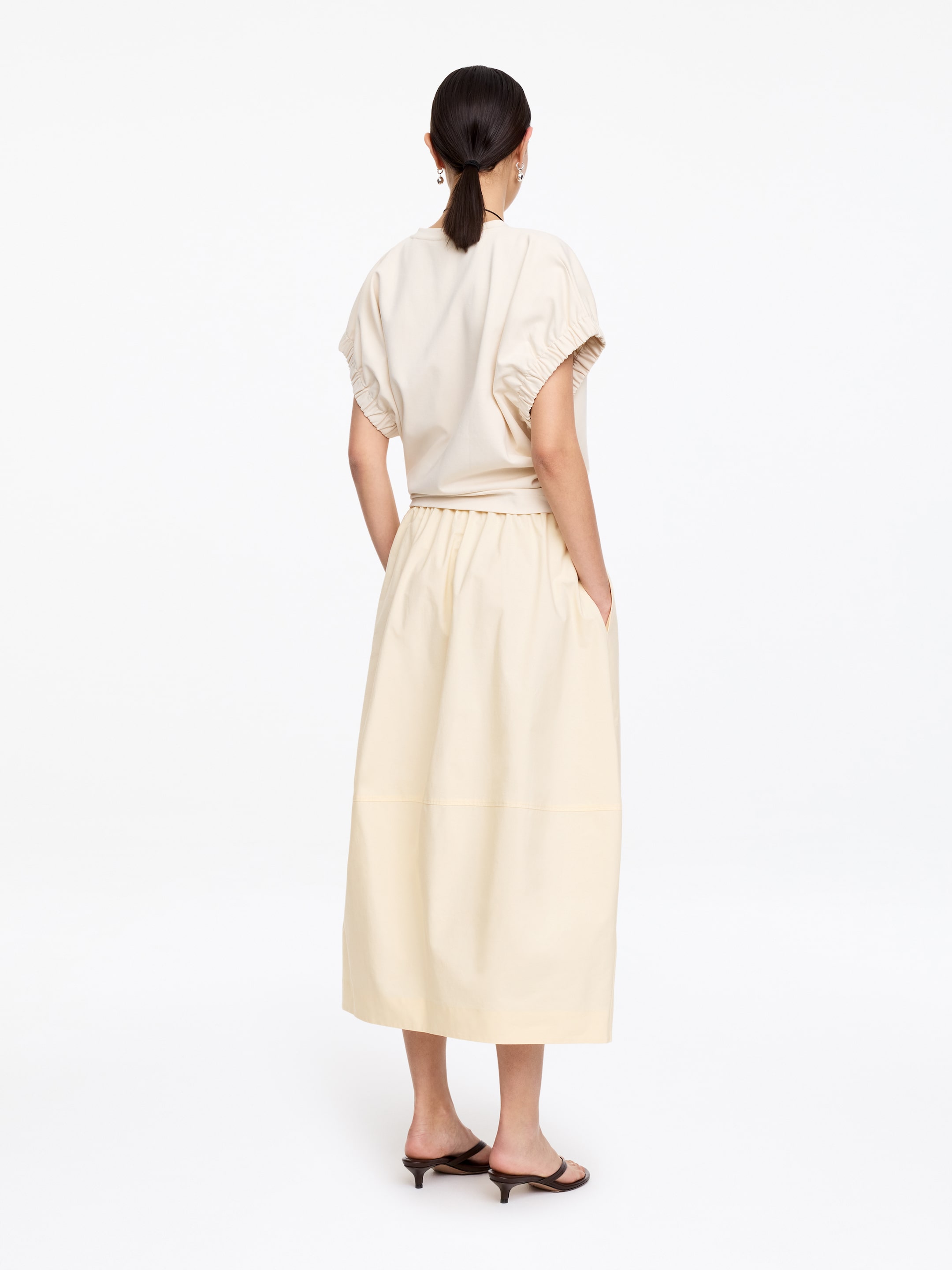 Cotton Midi Skirt - Light Beige - Regular fit - Women - StillMedia/Lookbook - 4