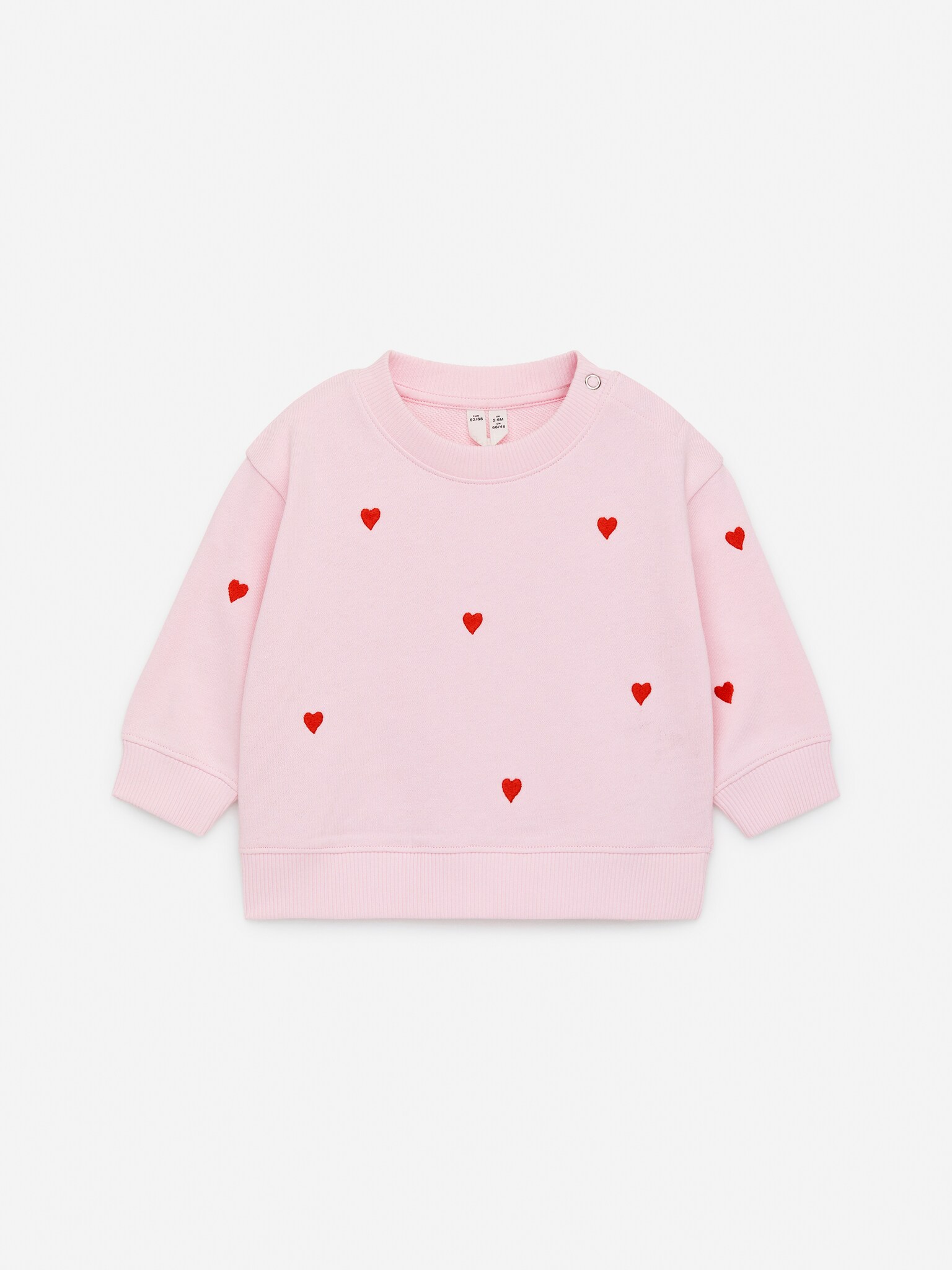 Hímzett pamut pulóver - Rózsaszín/Világoskék