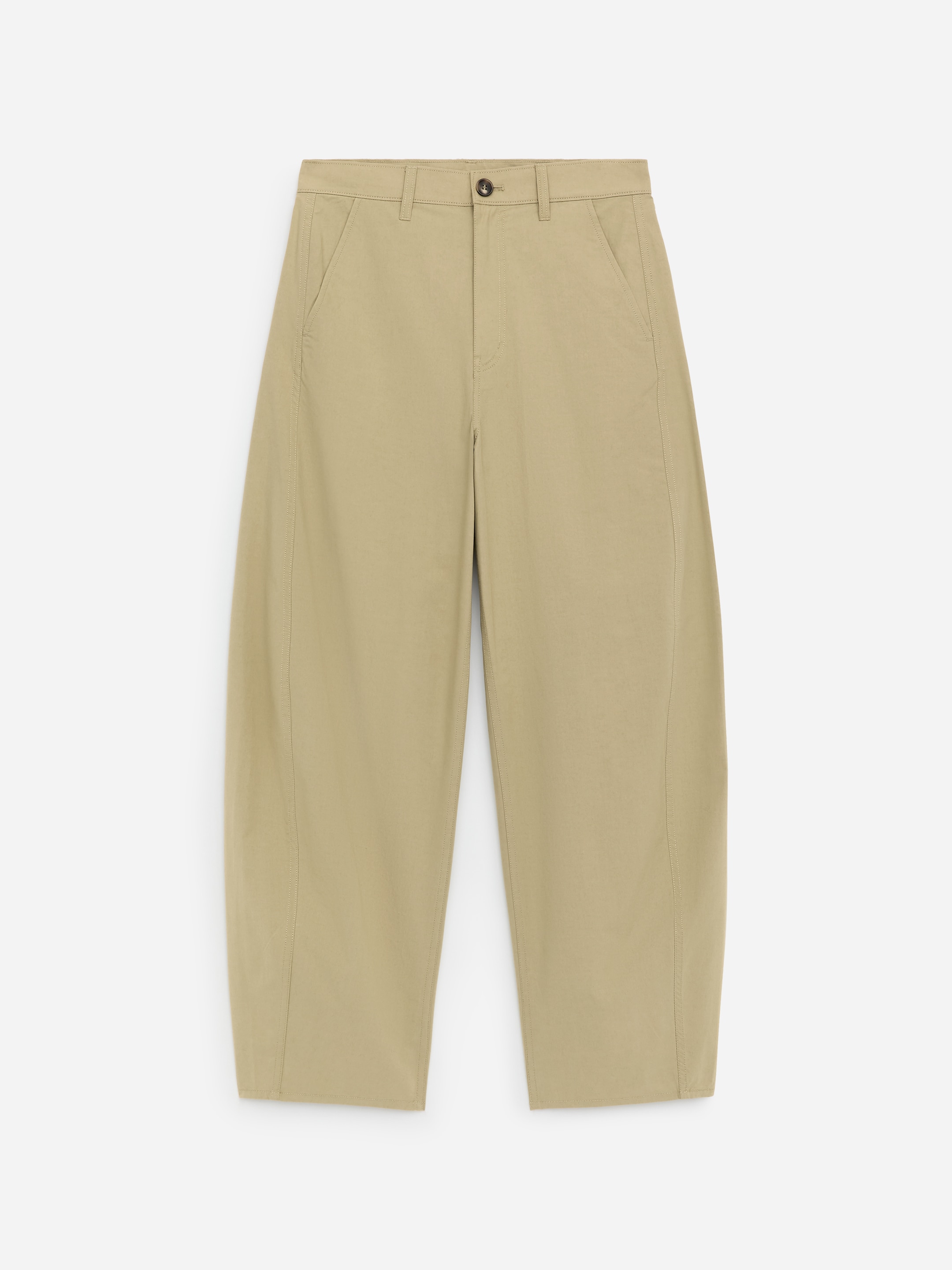 Barrel-Leg Trousers - Beige - Loose fit - Women - StillMedia/DescriptiveStillLife - 1