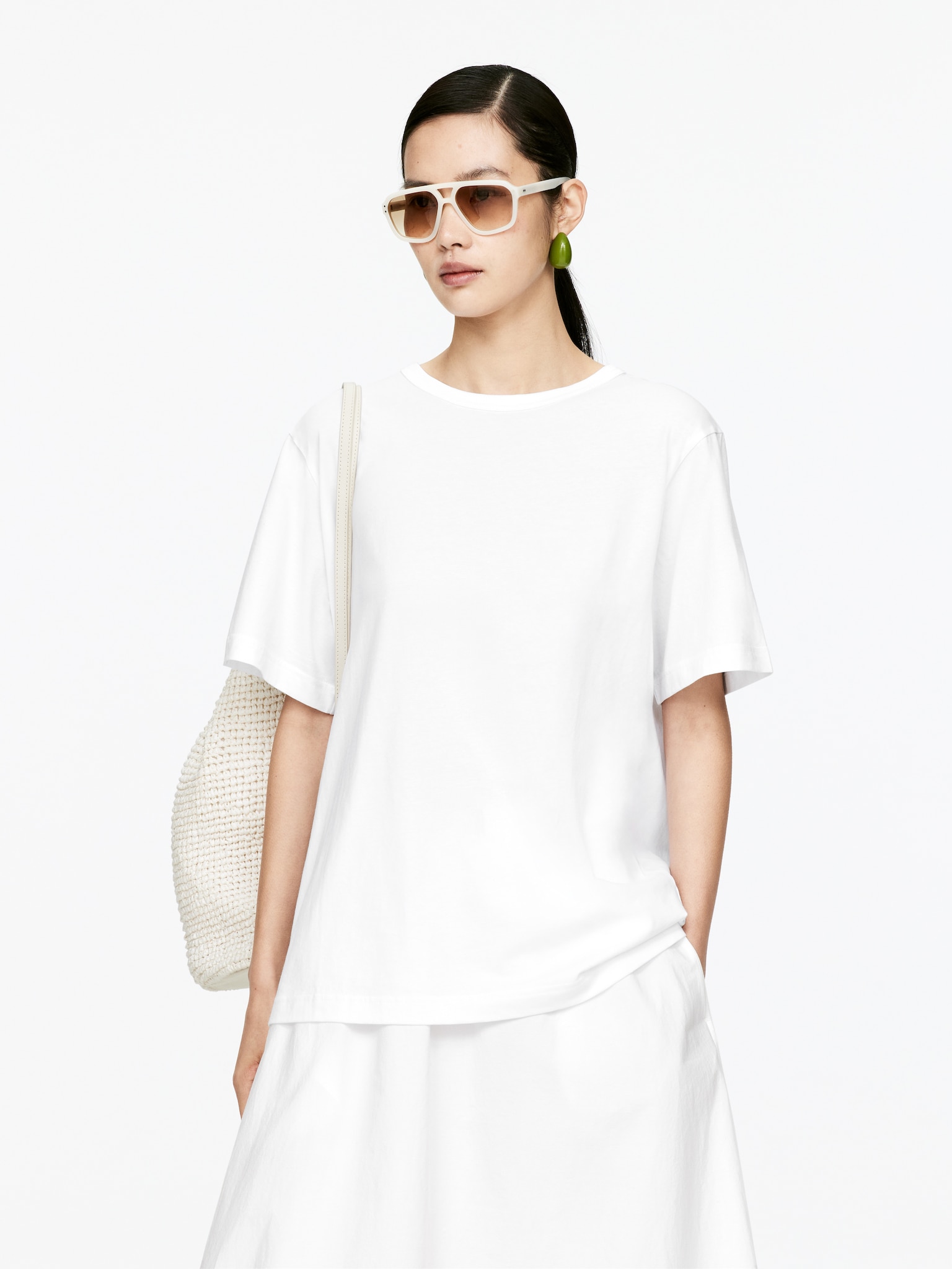 Oversize-T-Shirt - Weiß/Schwarz