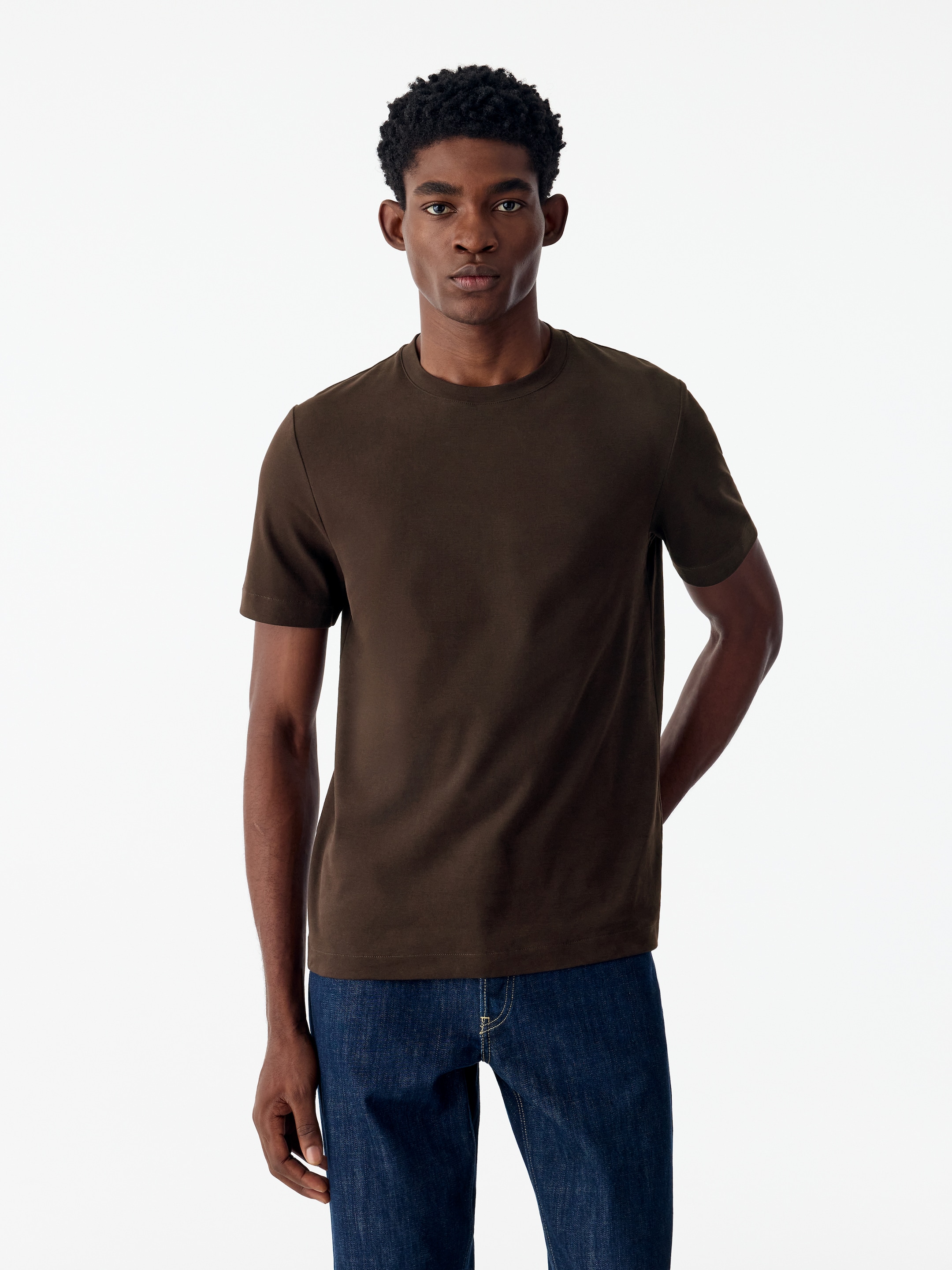 Regular Interlock T-shirt-Brown-21099