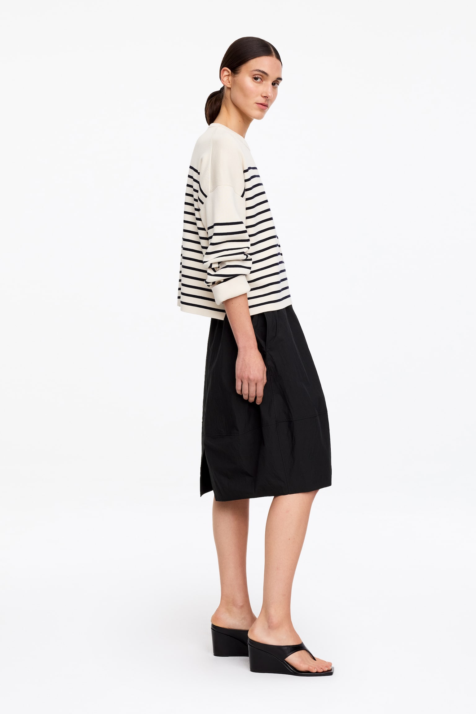 Kokonförmiger Midirock-Schwarz - 4