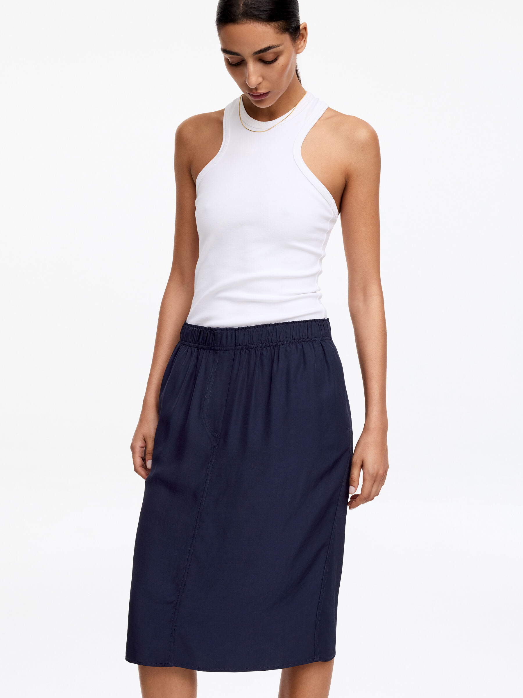Rak kjol - Mörkblå - Loose fit - Women - StillMedia/Lookbook - 5