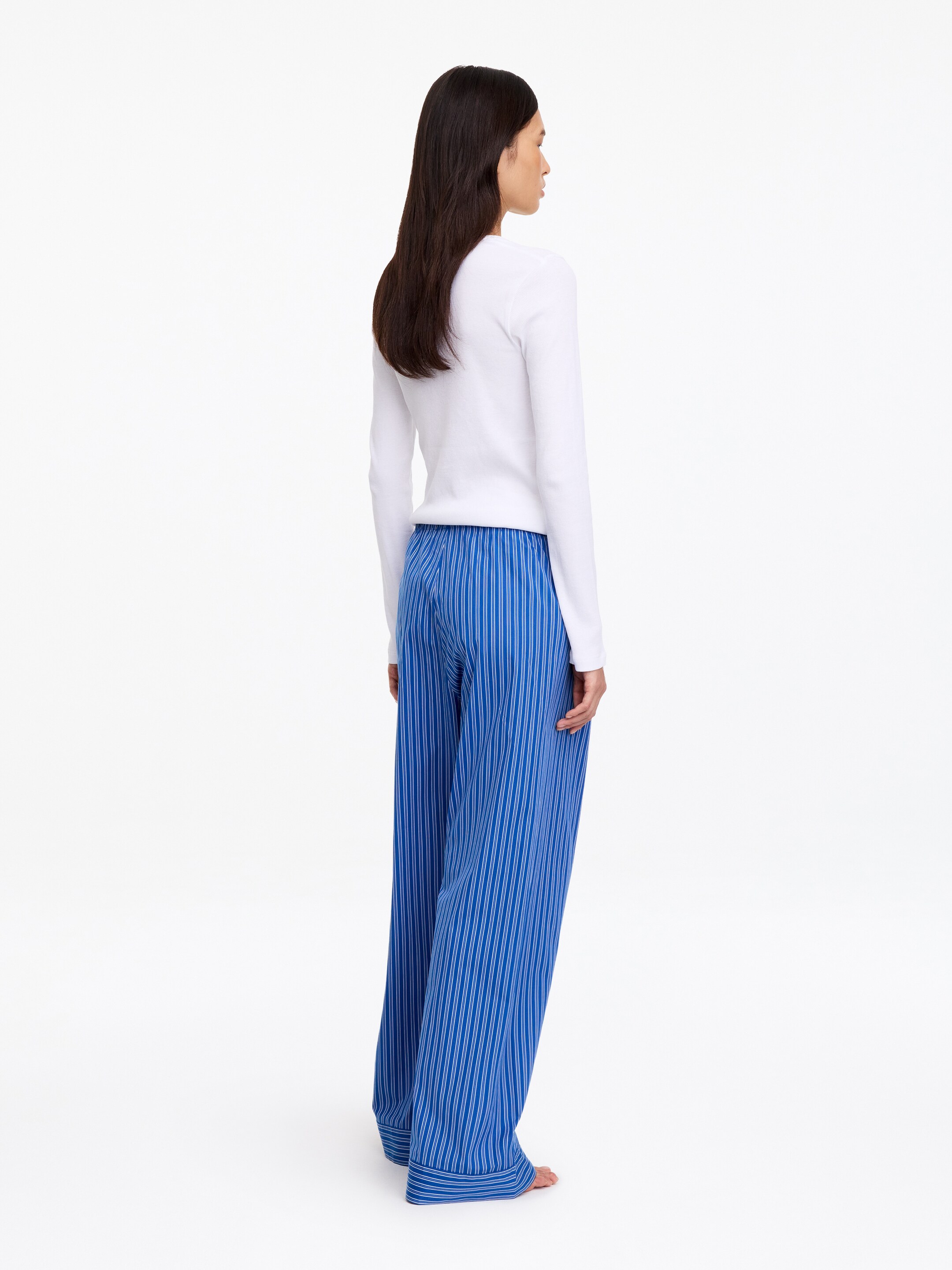 Cotton poplin pyjama trousers - Blue - Relaxed fit - women - StillMedia/Lookbook - 4
