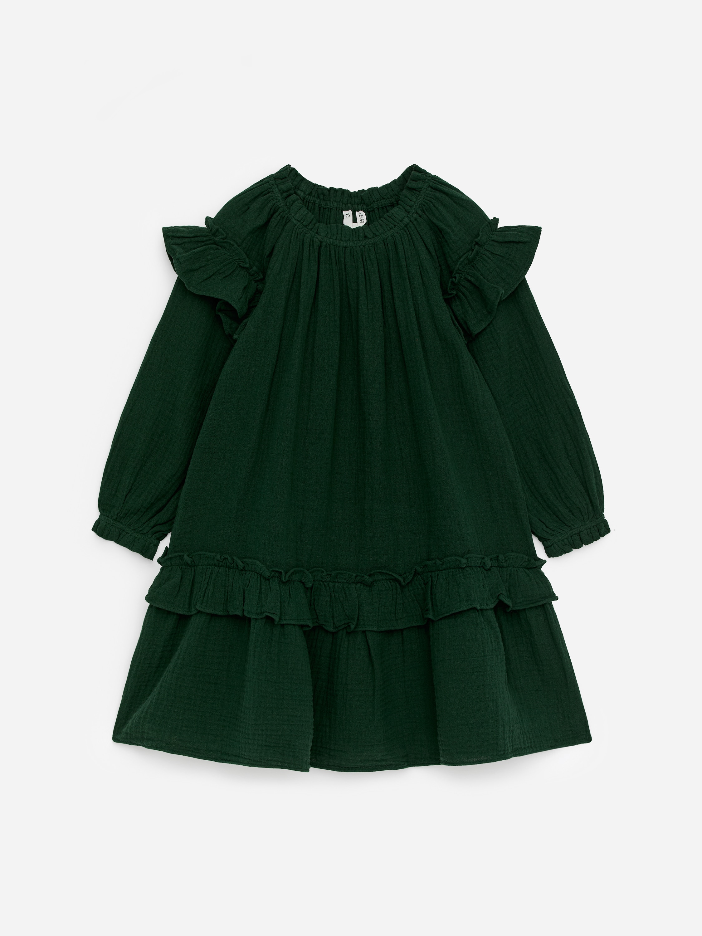 Cotton Muslin Dress - Dark Green/Purple
