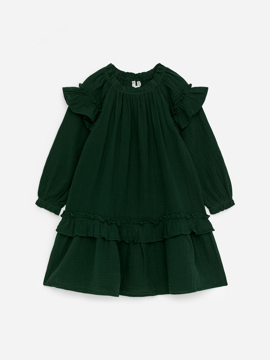 ARKET Girls  Cotton Muslin Dress Green,  size 116