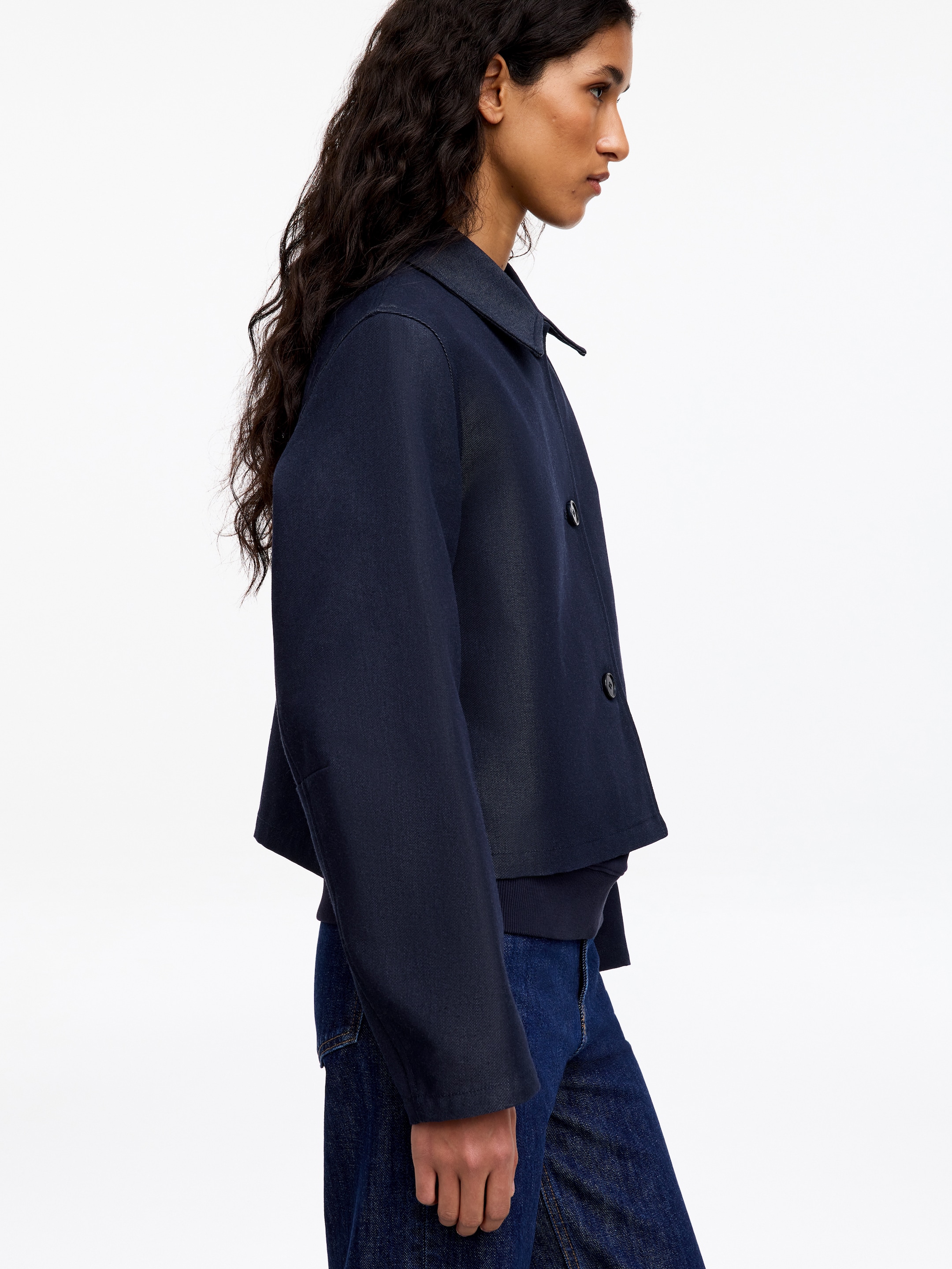 Lustrous Cotton-Blend Overshirt - Steel Blue - Regular fit - Women - StillMedia/Lookbook - 3