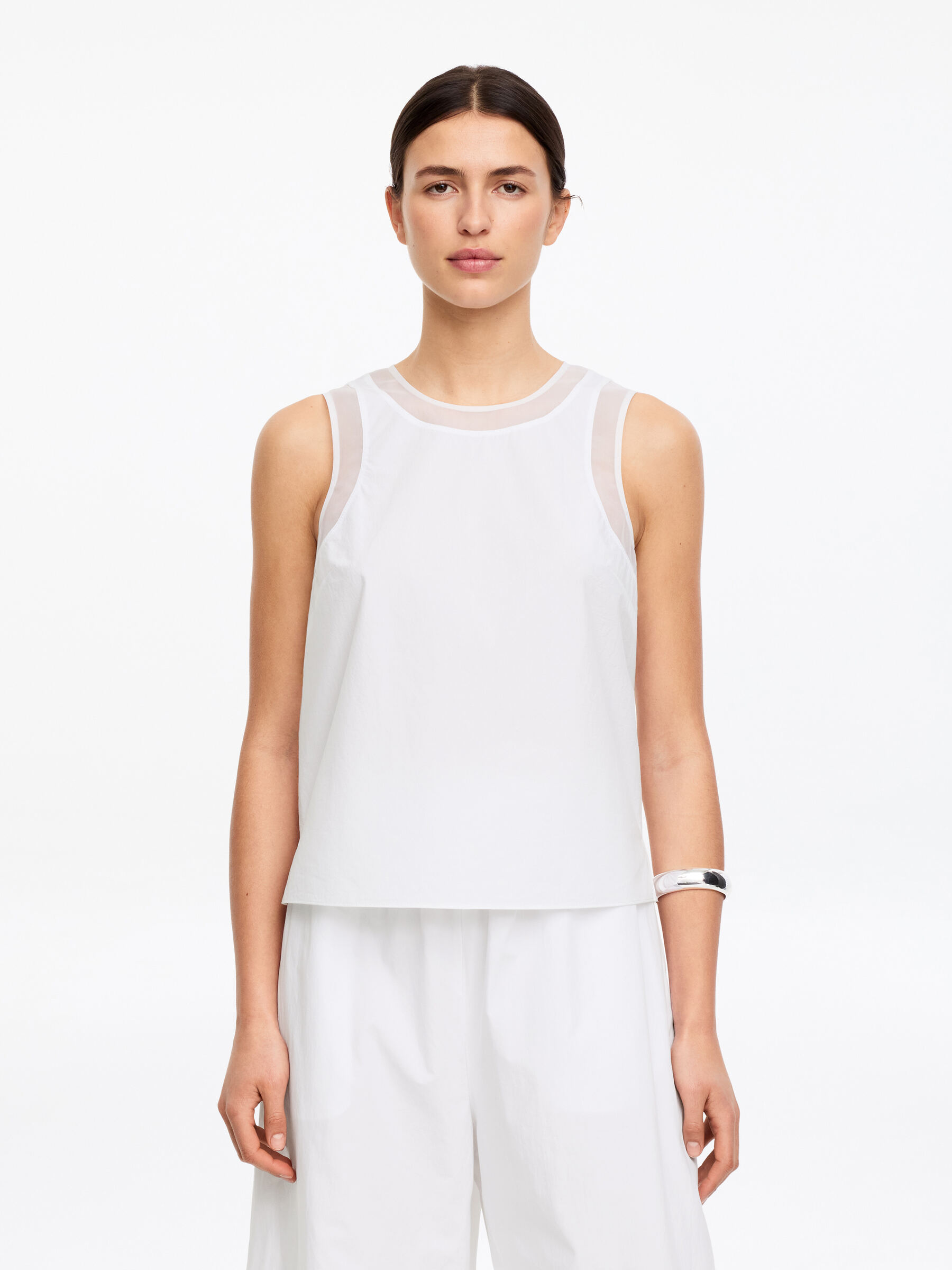Tanktop mit Organzadetail-#FFFFFF-19071