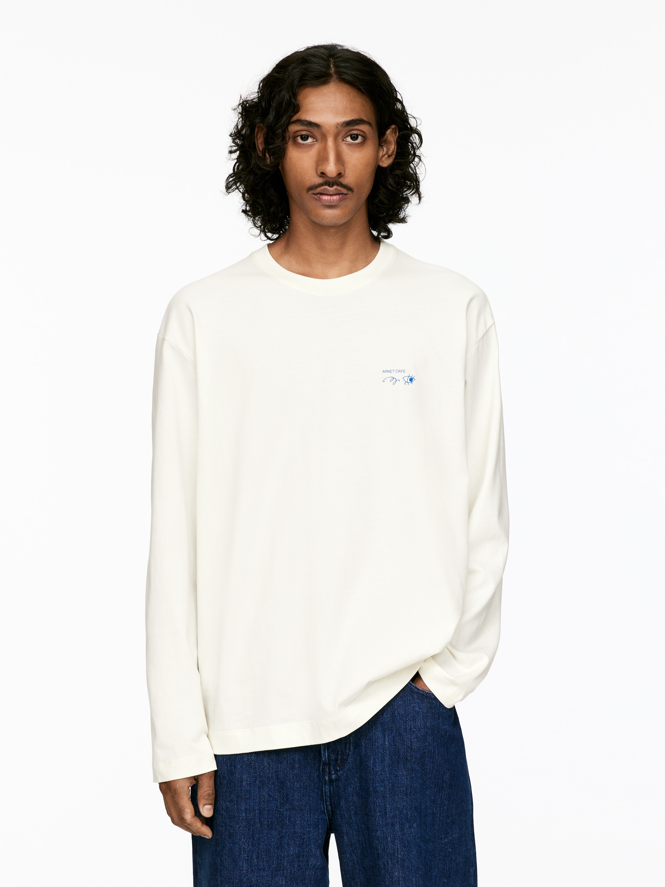 Visualizza immagine più grande: T-shirt a maniche lunghe ARKET CAFÉ - Bianco sporco/Blu - UOMO | H&M IT 1