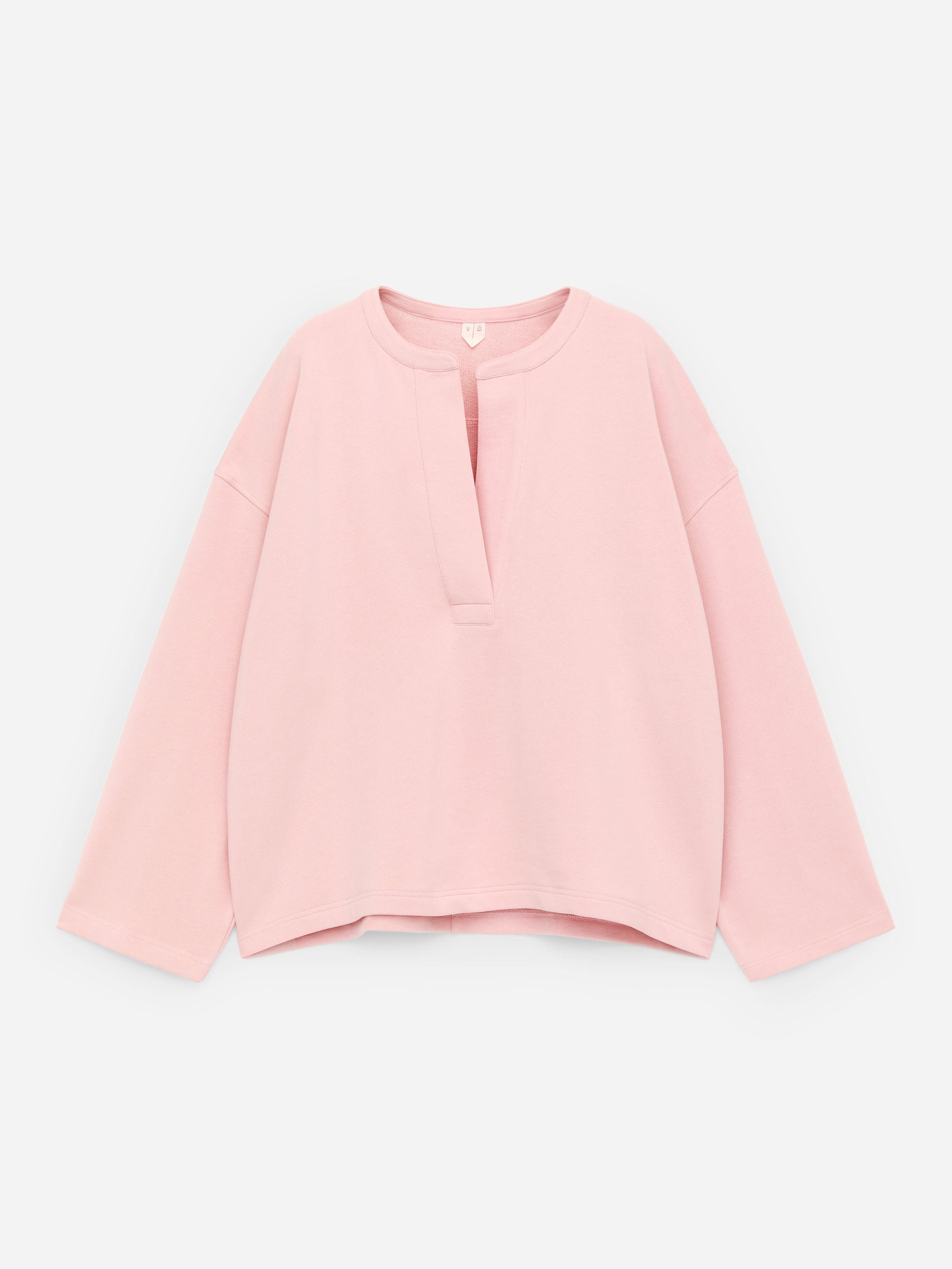 Open-Placket Sweatshirt - Pink - Relaxed fit - Women - StillMedia/DescriptiveStillLife - 1