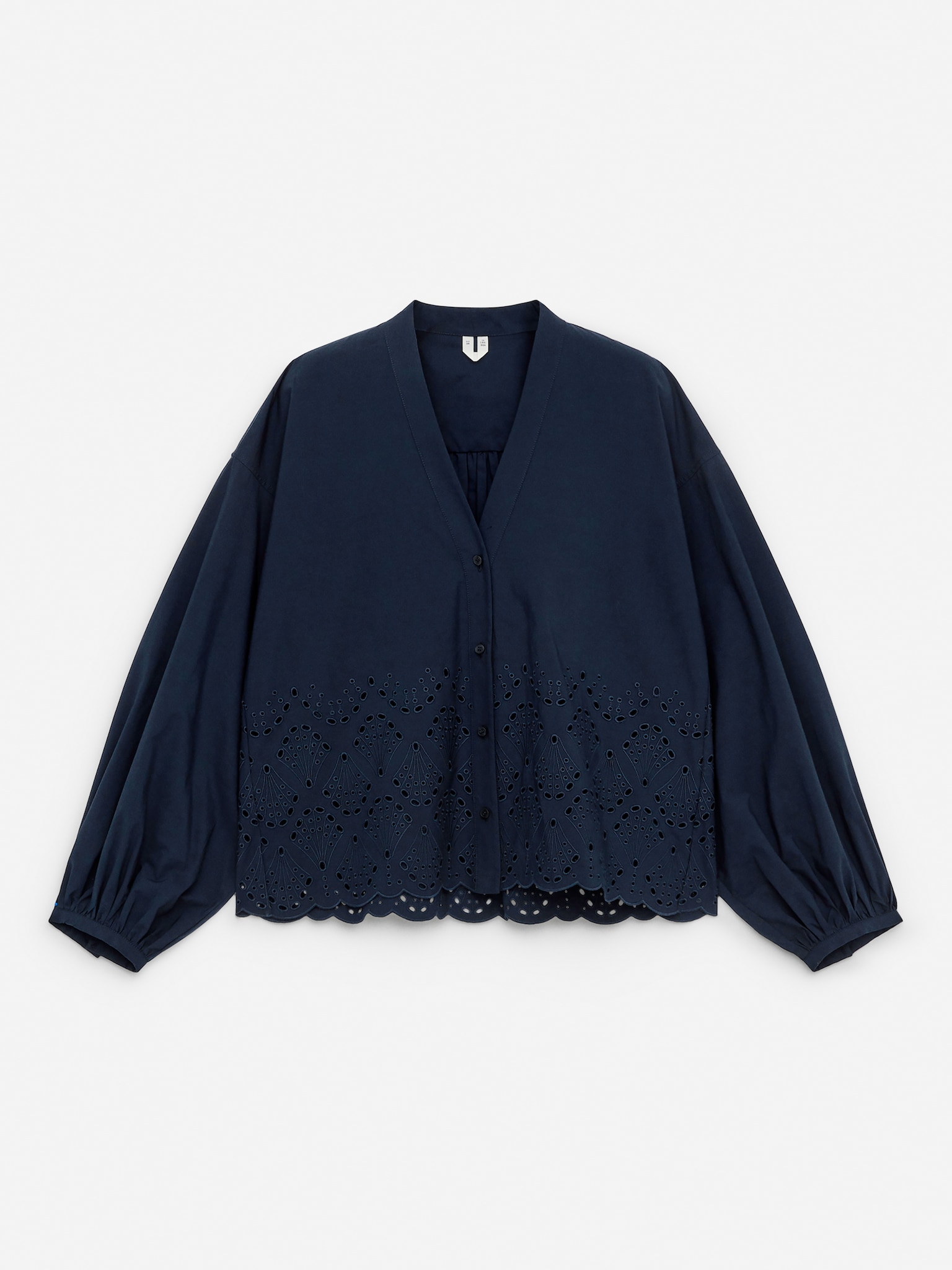 Blouse en broderie anglaise - Bleu foncé/Blanc - 2