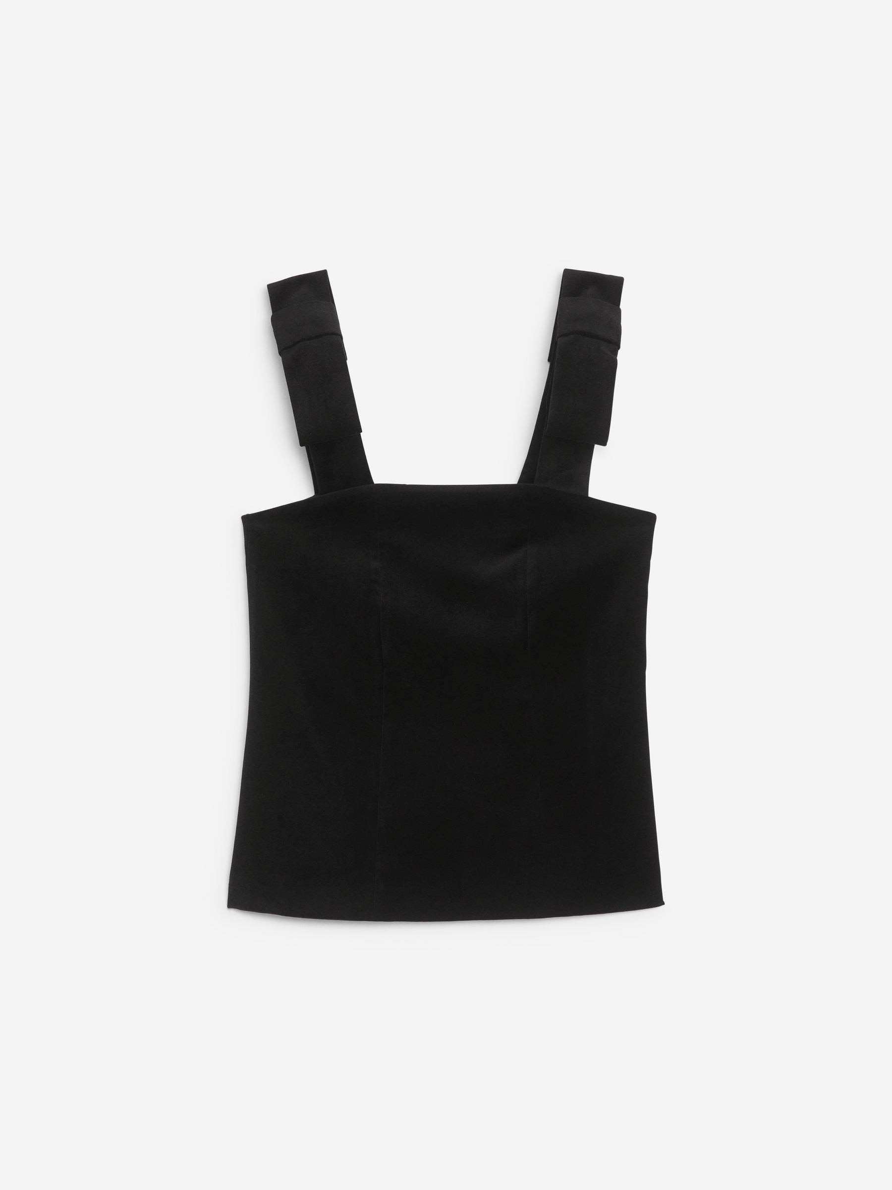 Aksamitny top na ramiączkach-Czarny-13369