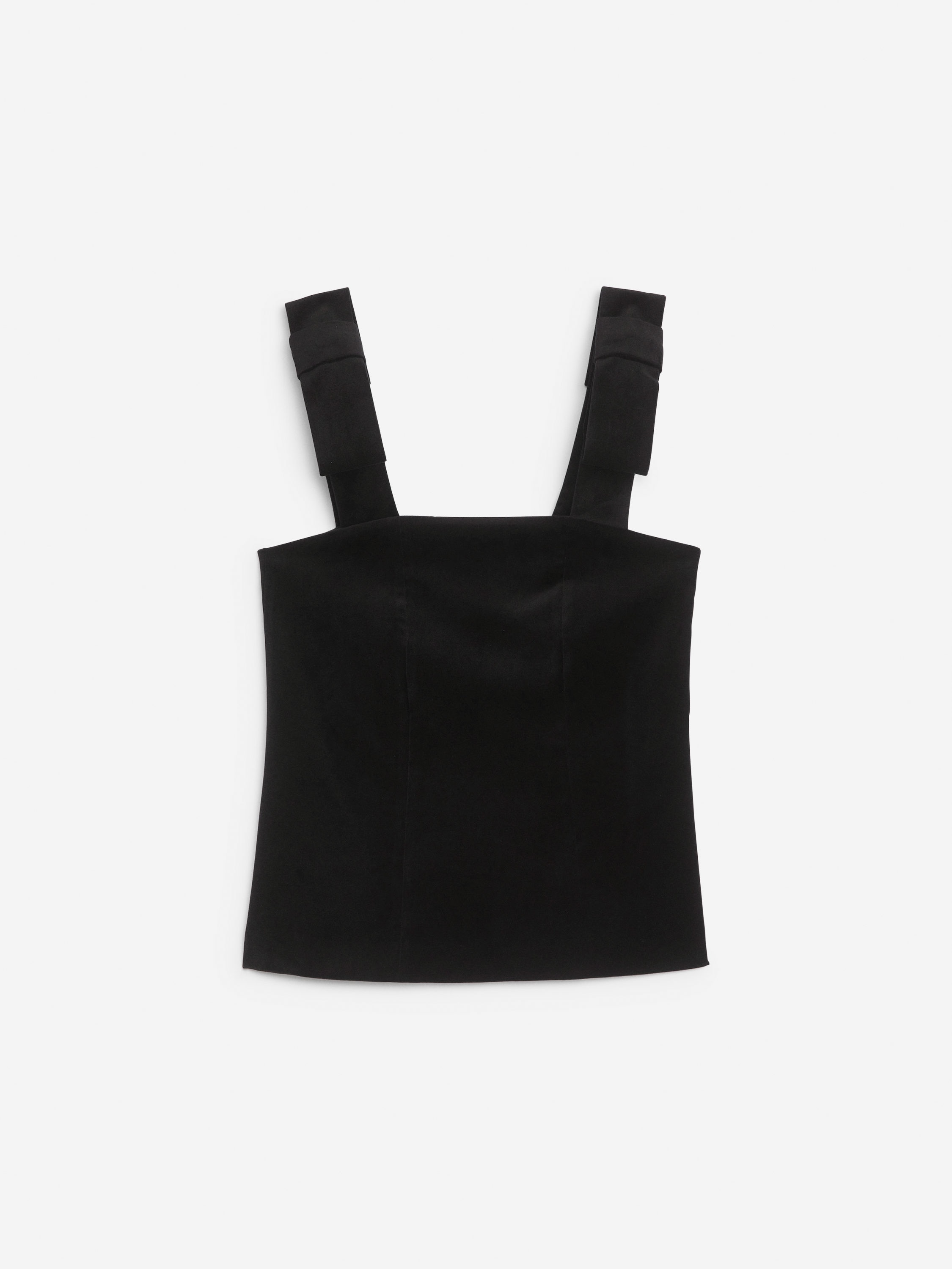 Velvet Strap Top-Black-13369