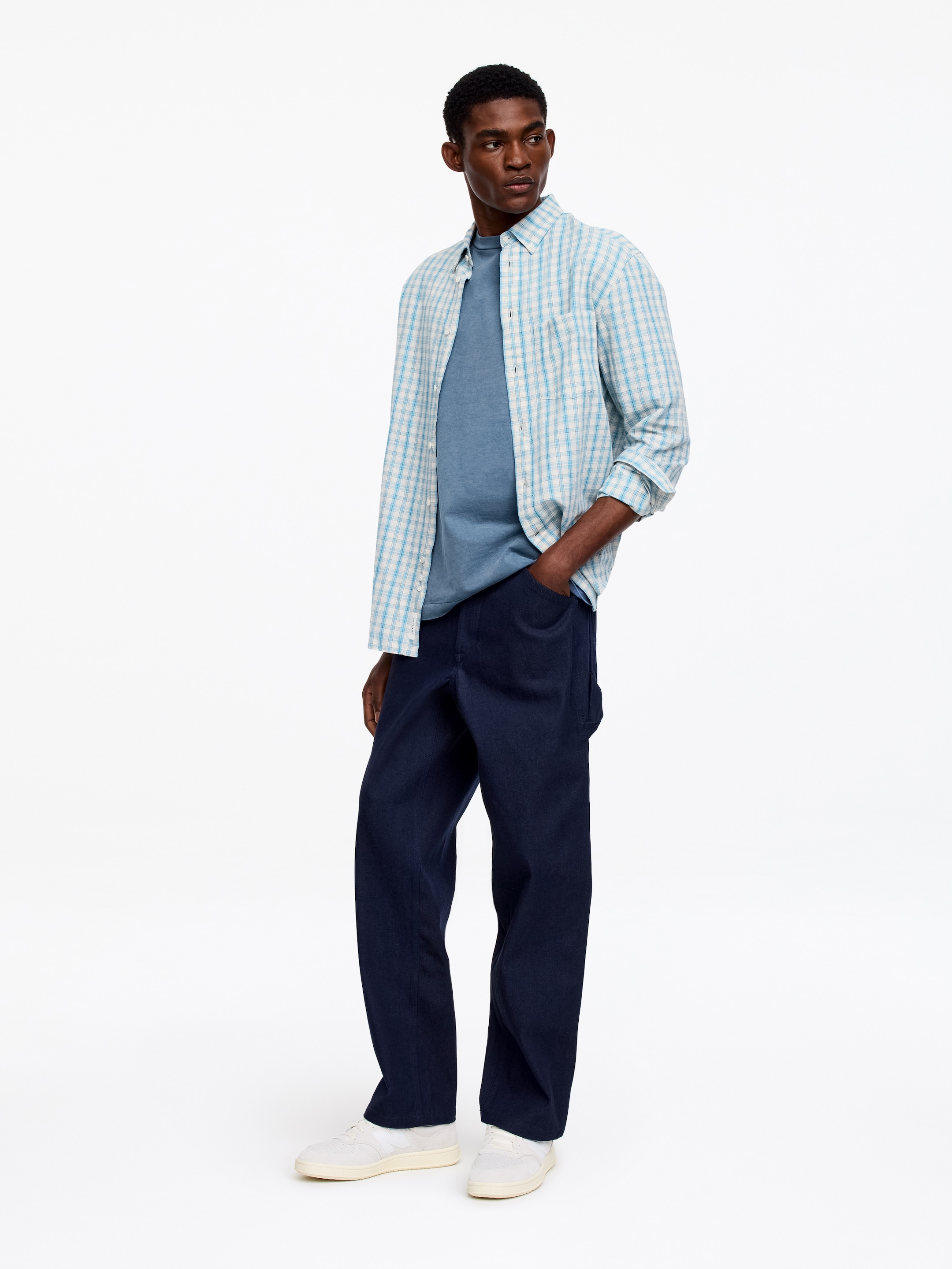 T-shirt en interlock teint en pièce - Bleu - Relaxed fit - Homme - StillMedia/Lookbook - 5