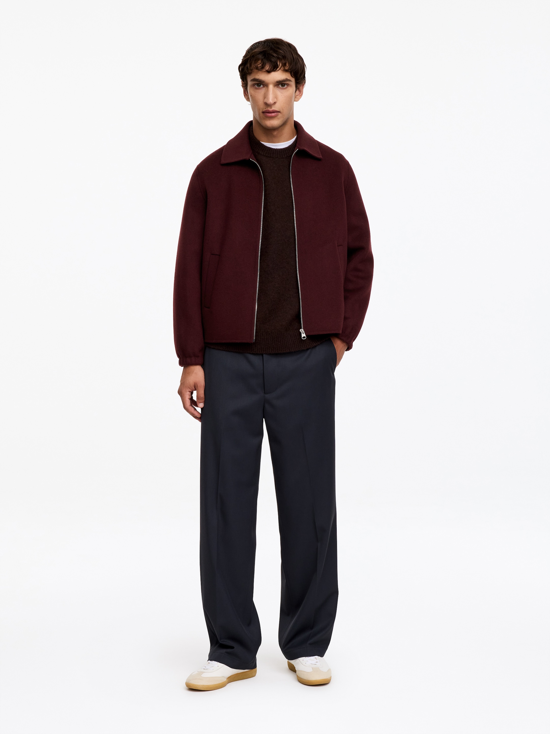 Wool Blend Doublé Jacket-Red-20117