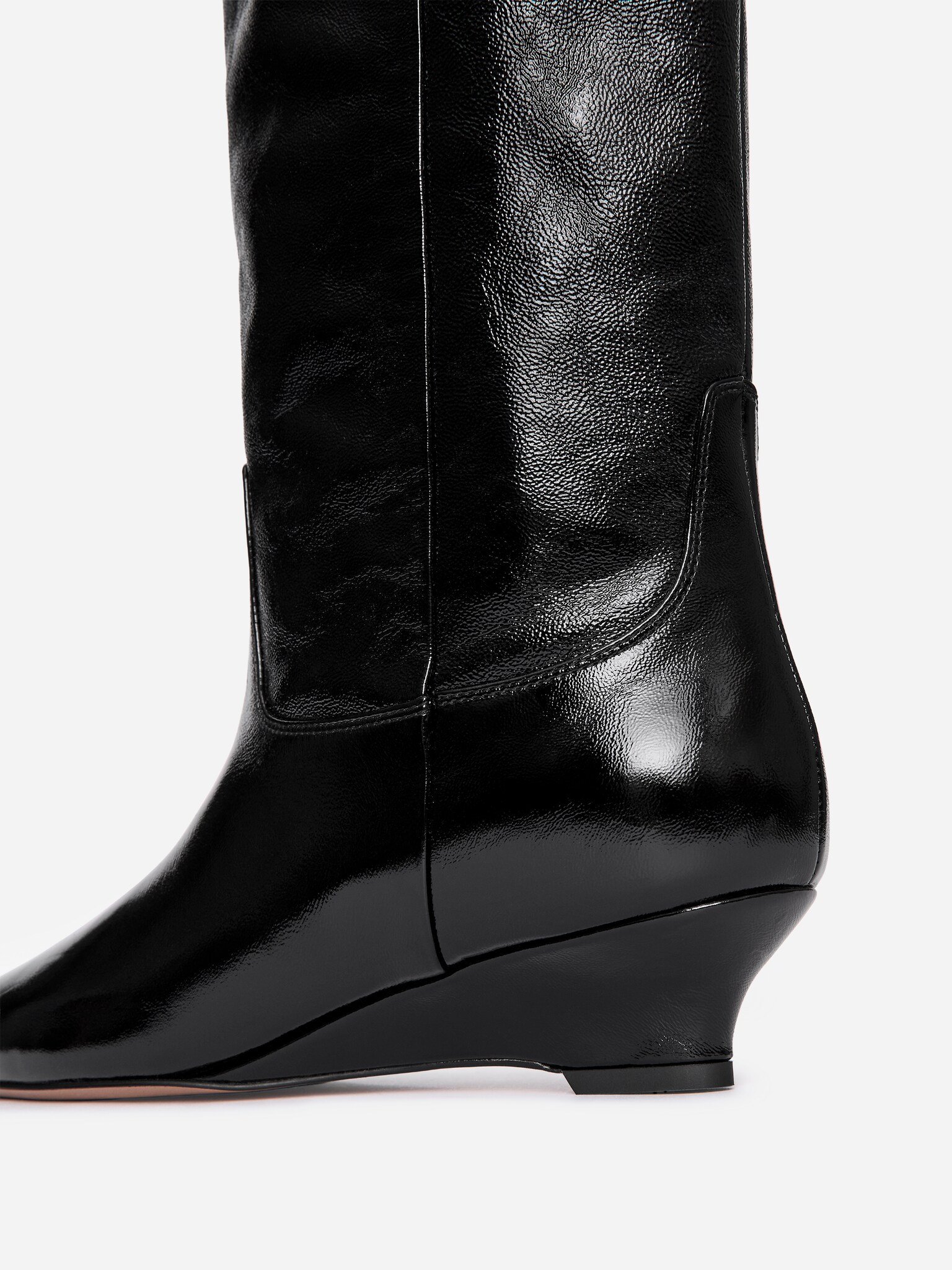 Glossy Leather Boots - Black - 2