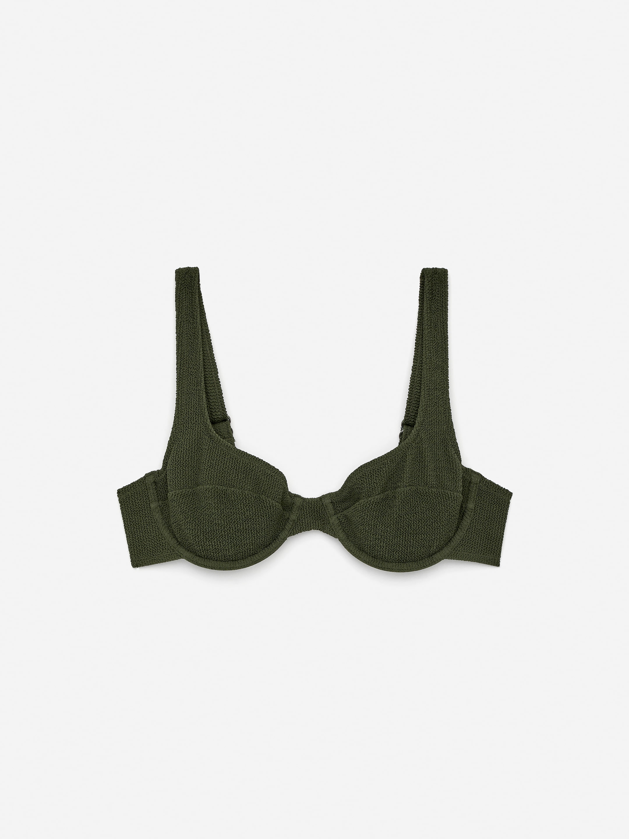 Crinkle Wired Bikini Top - Khaki Green - Women - StillMedia/DescriptiveStillLife - 1