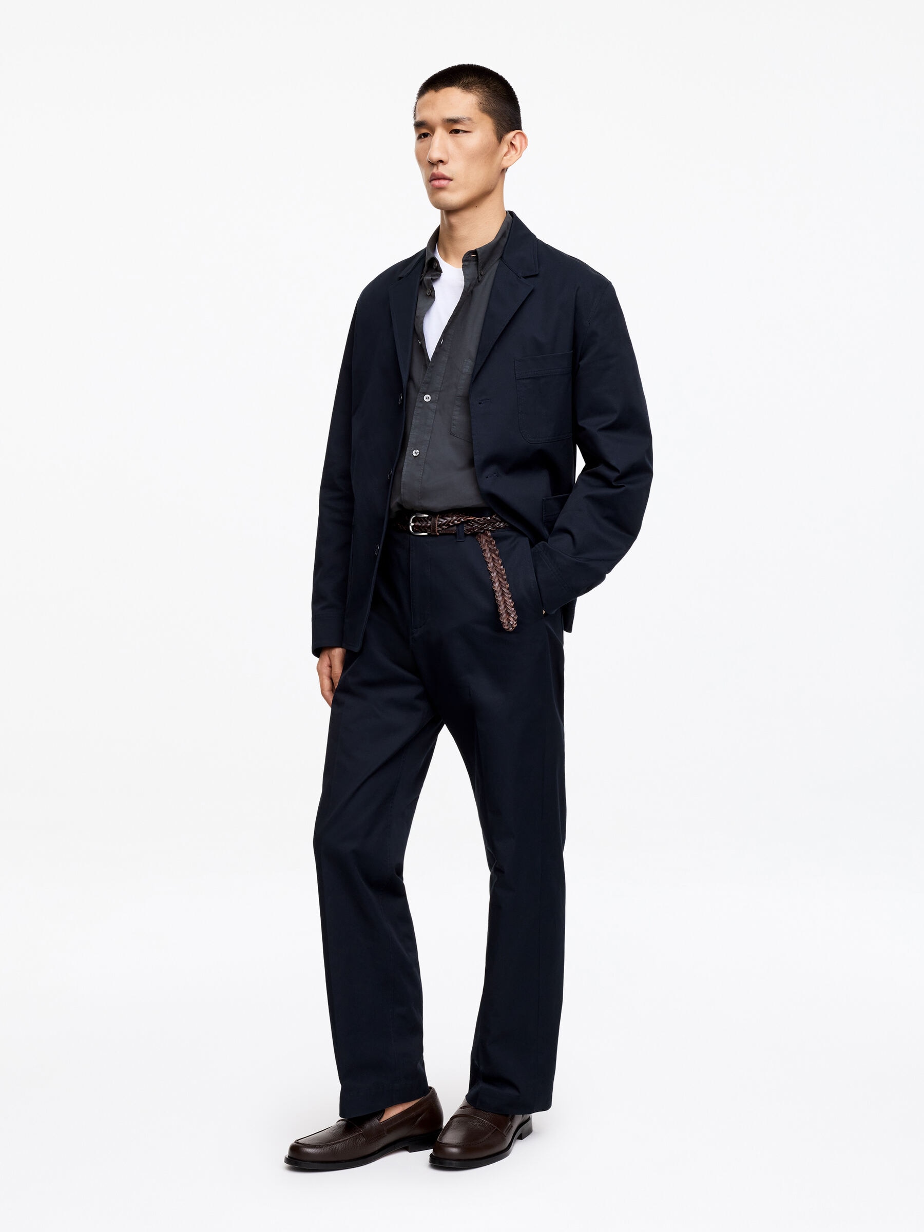 Vid poplinskjorta - Mörkblå - Relaxed fit - Men - StillMedia/Lookbook - 6