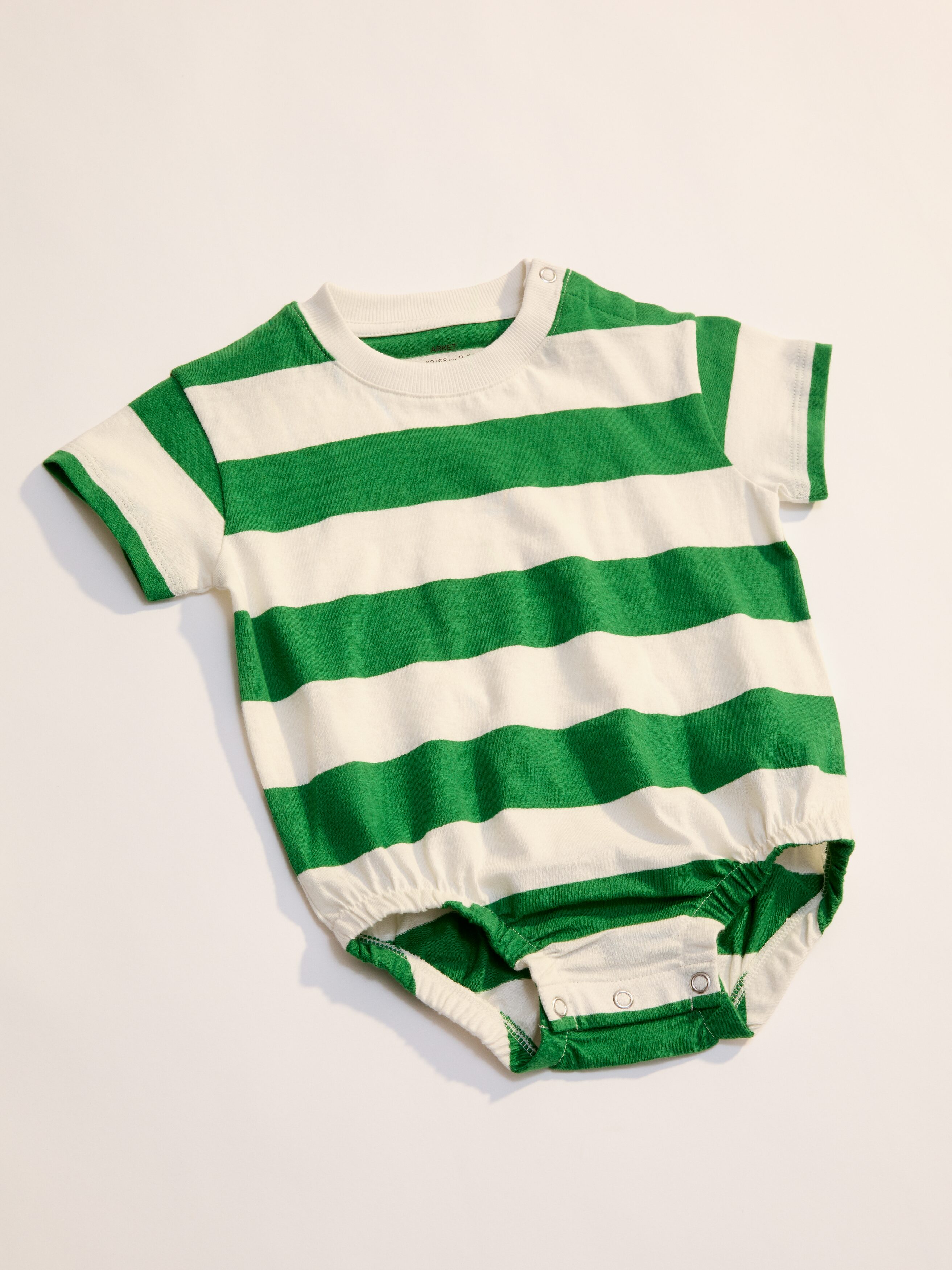 Short-Sleeved Jersey Romper - Green/White/Beige/Black