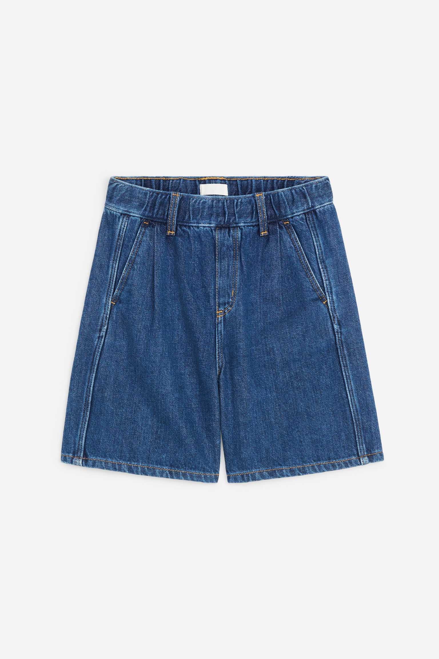 Șort Din Denim Cu Talie Elastică - Bleumarin - 1