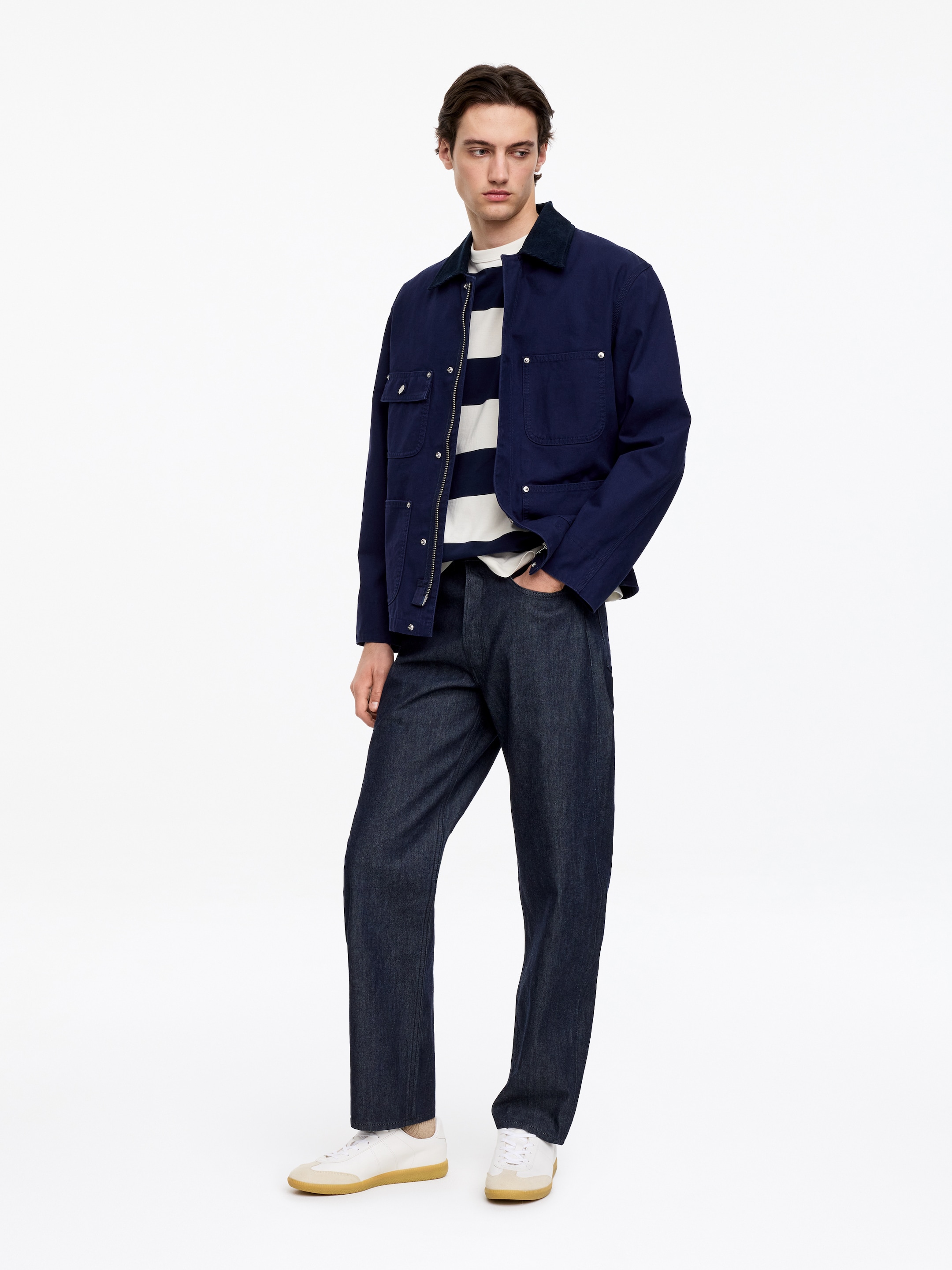 T-shirt décontracté en coton - Bleu/Blanc - Relaxed fit - Homme - StillMedia/Lookbook - 3