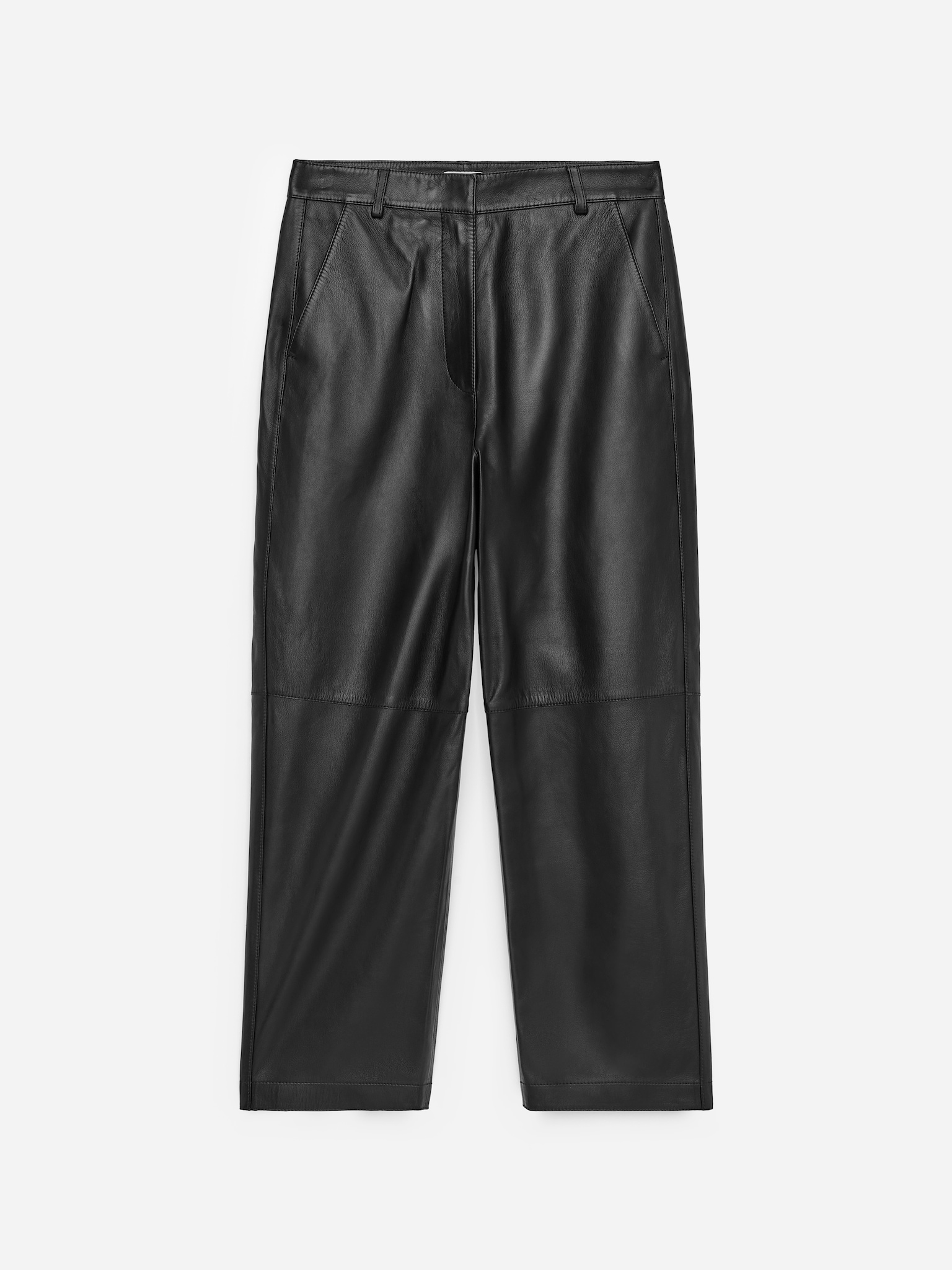 Pantaloni in pelle dalla vestibilità rilassata - Nero