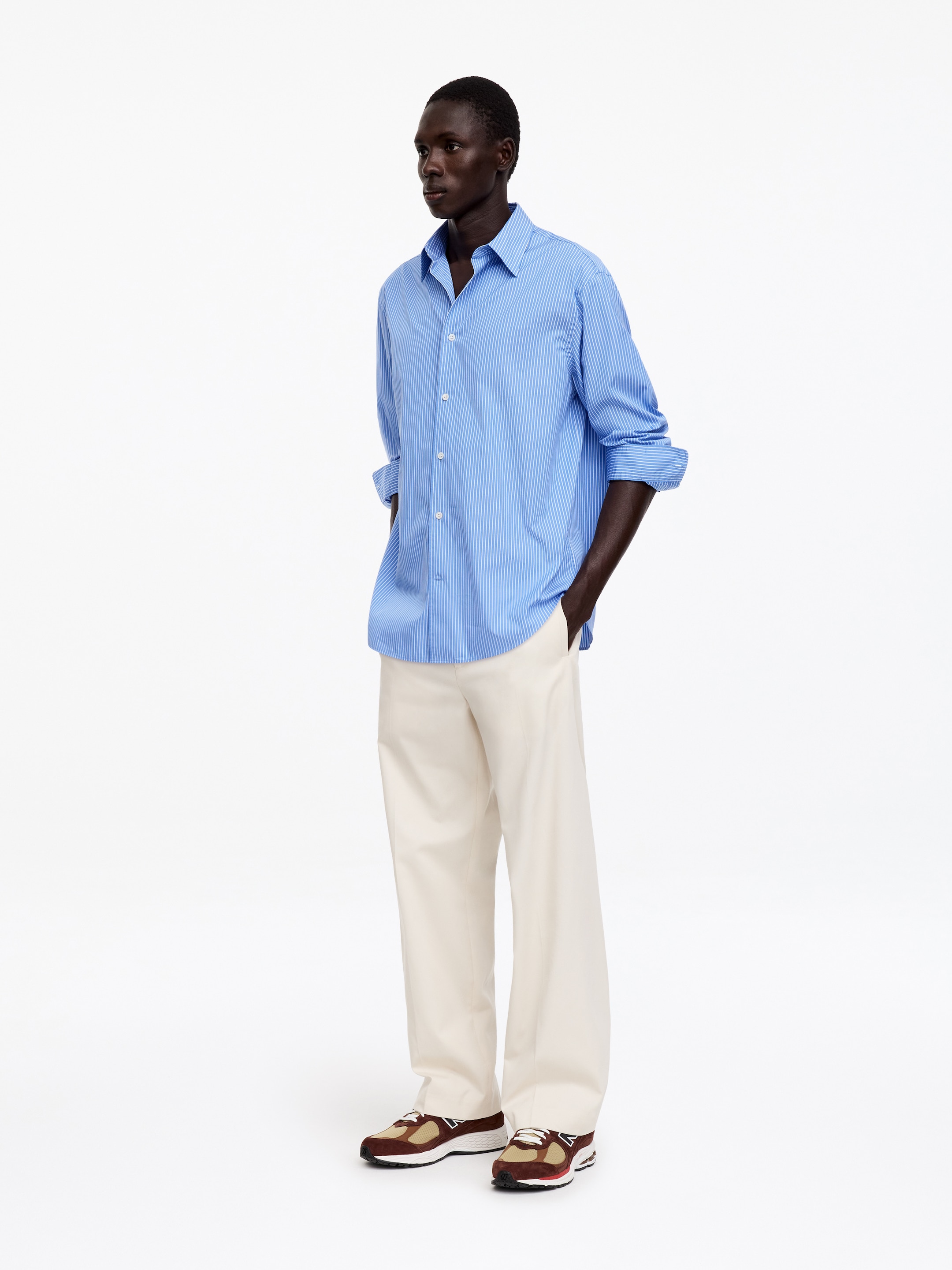 Popelinowa koszula - Paski/jasnoniebieski - Fason swobodny - men - StillMedia/Lookbook - 2