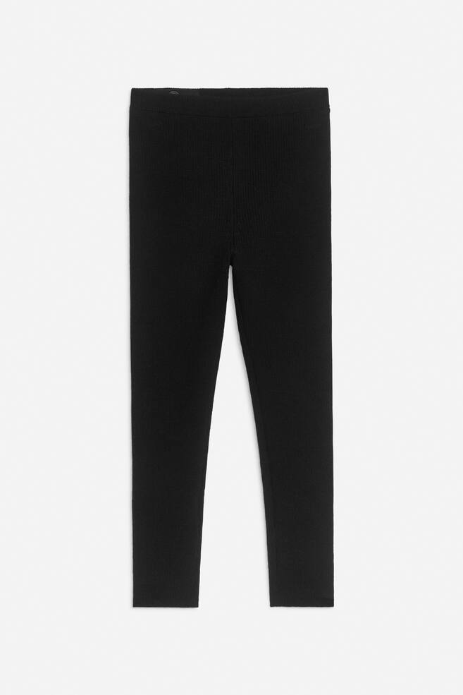 Gerippte Leggings aus Wollmischung - Schwarz/Graumeliert - 1