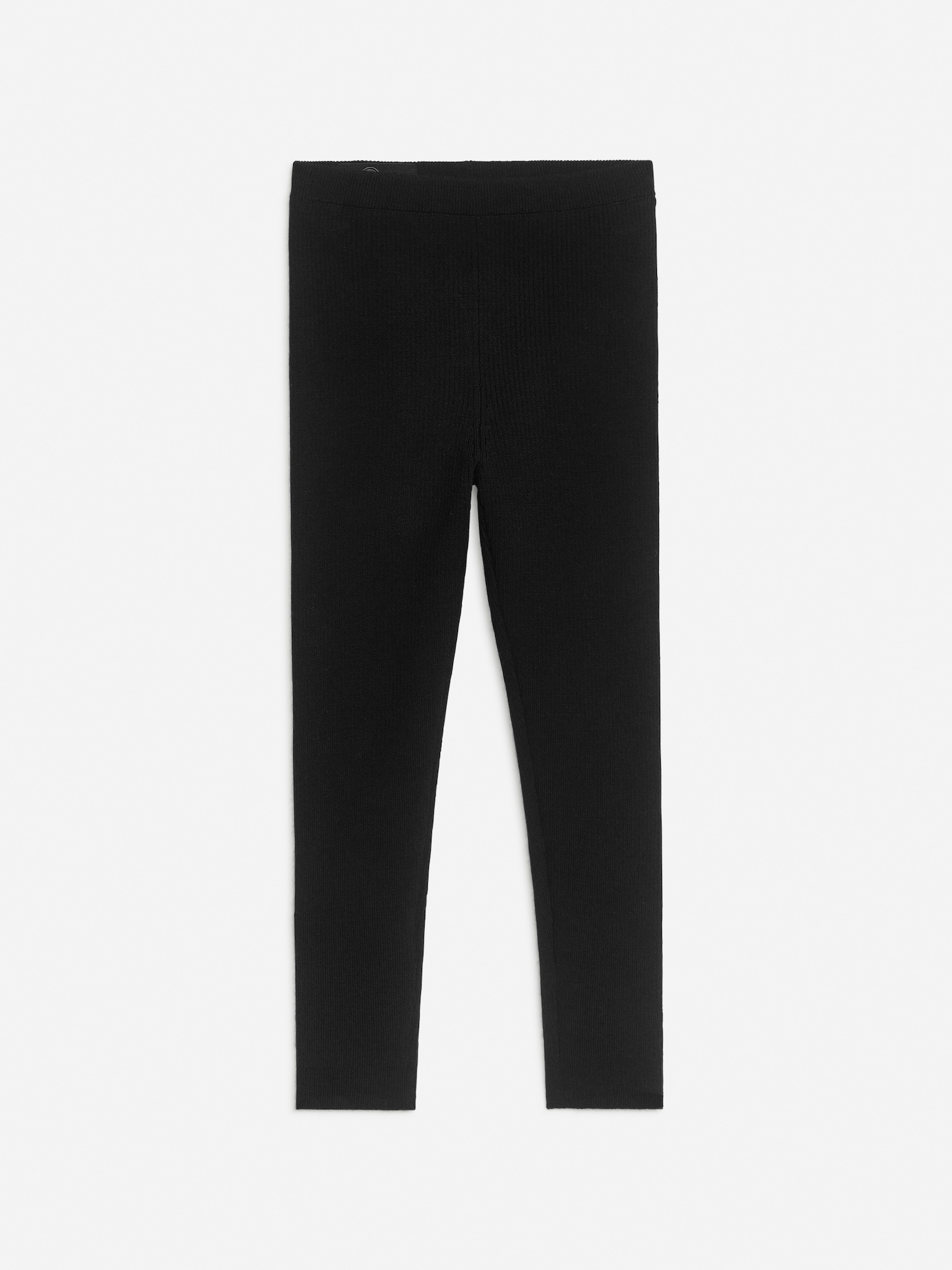 Wool-Blend Rib Leggings - Black/Grey Melange