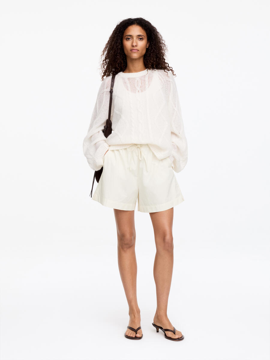 ARKET Women's  Drawstring Poplin Shorts White,  size S